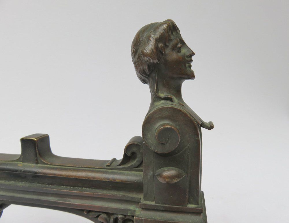photo for sale Historicist Bronze Andirons, 19th Century, Set Of 2
