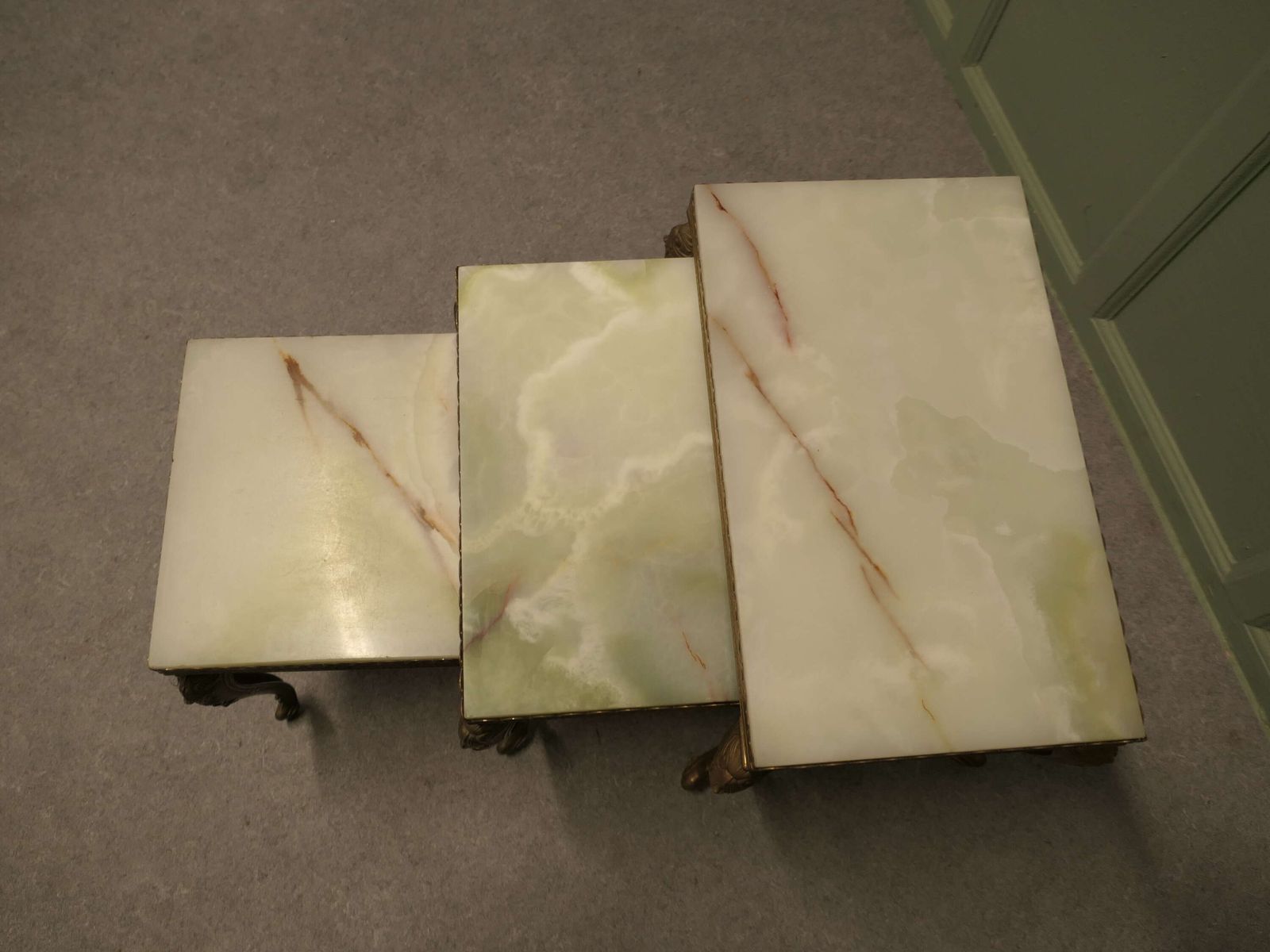 Nest Of 3 Brass And Marble Topped Tables This Is A Very Attractive Set photo Furniture