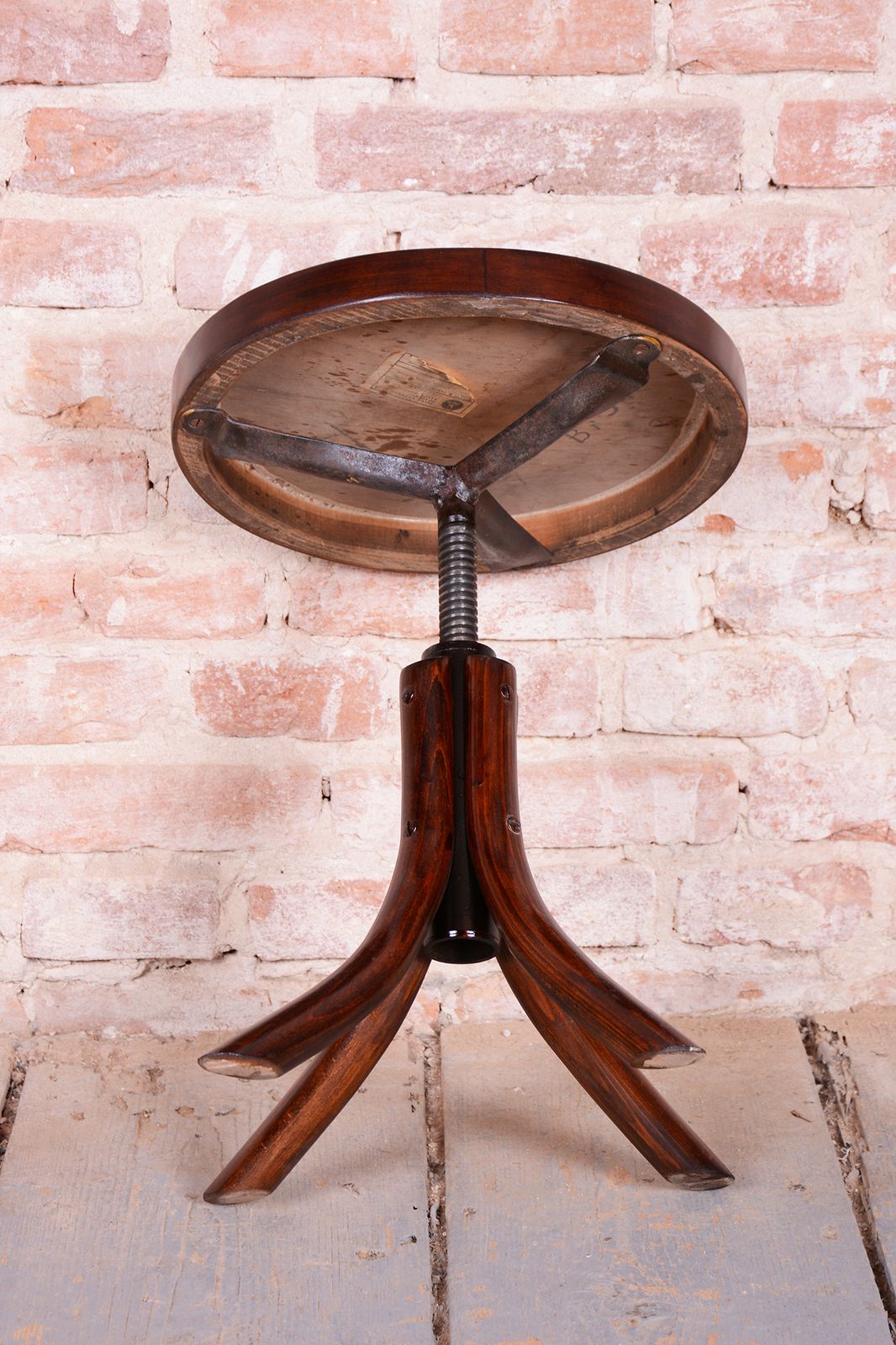 Restored Art Deco Piano Swivel Stool, By Thonet, Beech, Polished, Czech, 1930s photo 300.0