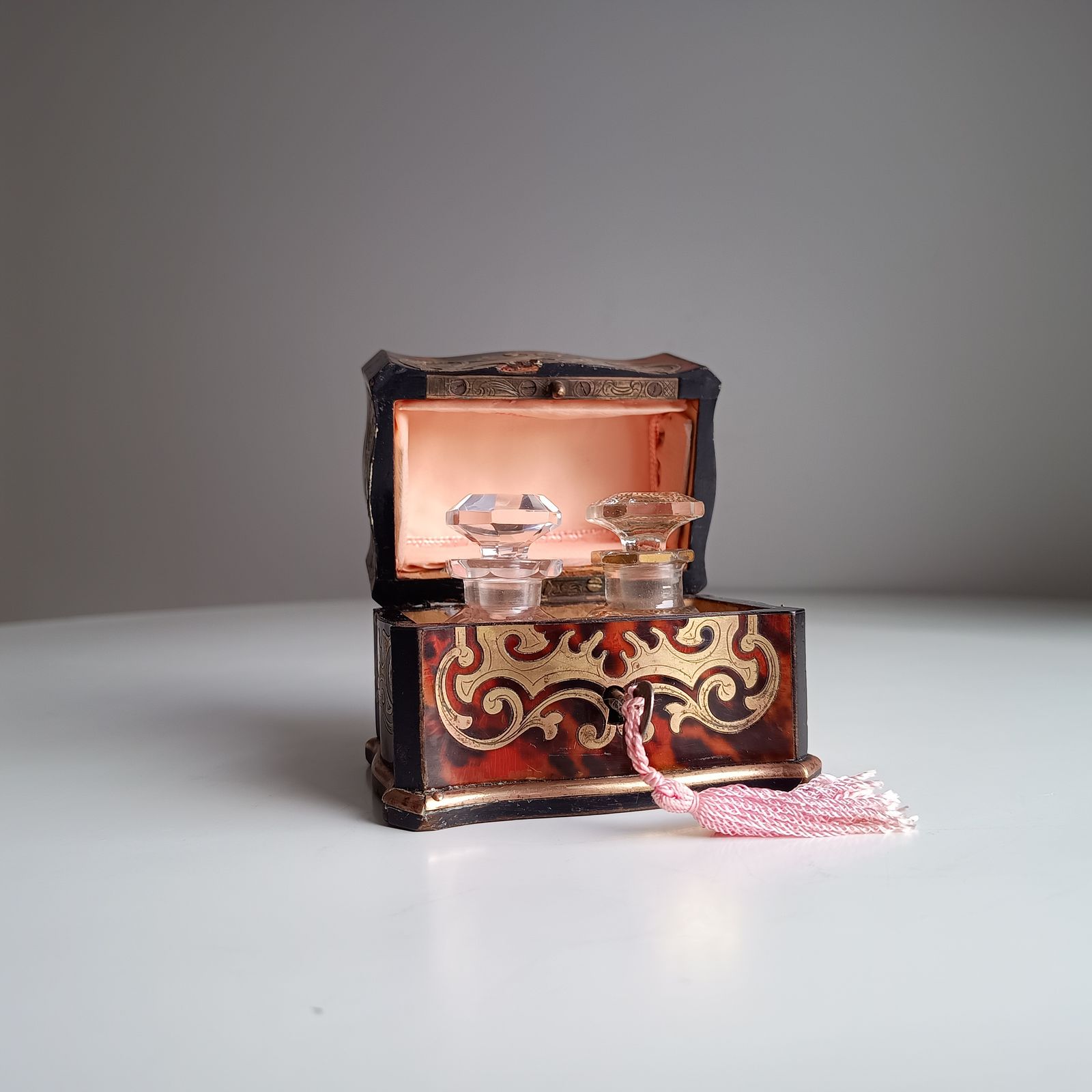 Antique French Palais Royale Perfume Bottle Casket: Boulle Style, Baccarat, France 19th Cent photo Home Decor