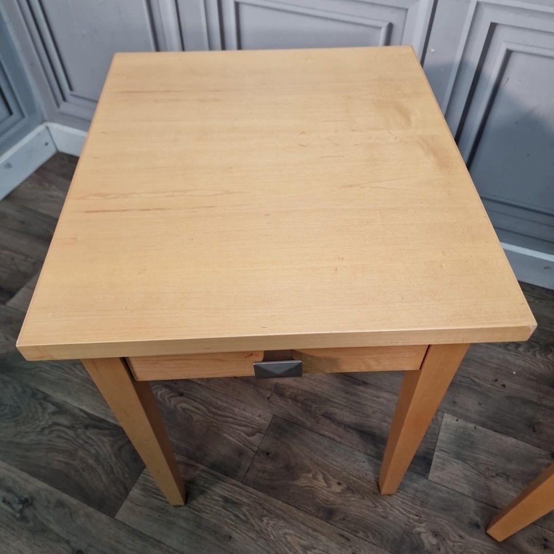 Pair 2 Bedside Tables Modern Maple Veneer – Drawer Lamp Side Cabinets Nightstand photo for sale
