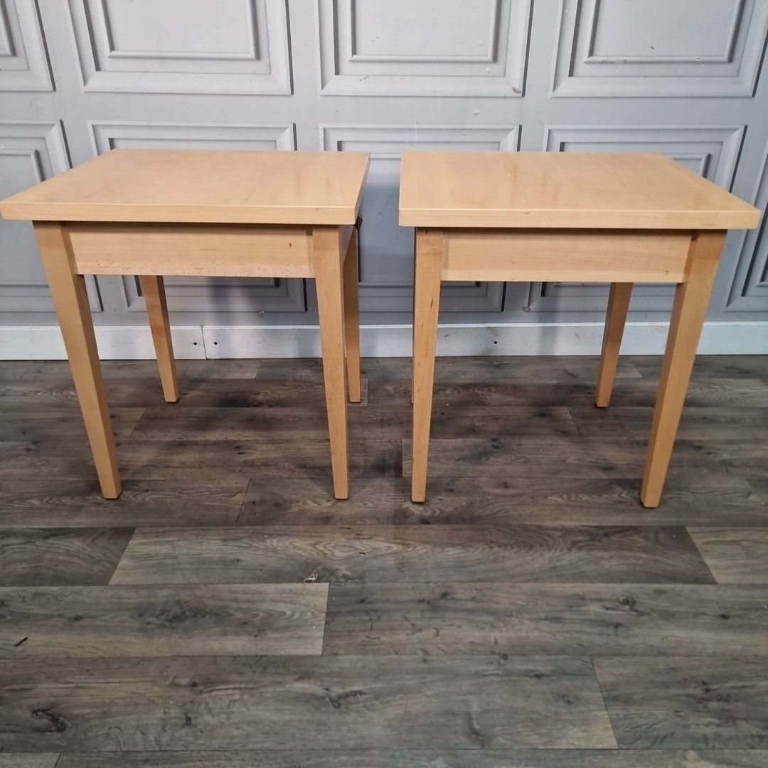photo buy Pair 2 Bedside Tables Modern Maple Veneer – Drawer Lamp Side Cabinets Nightstand