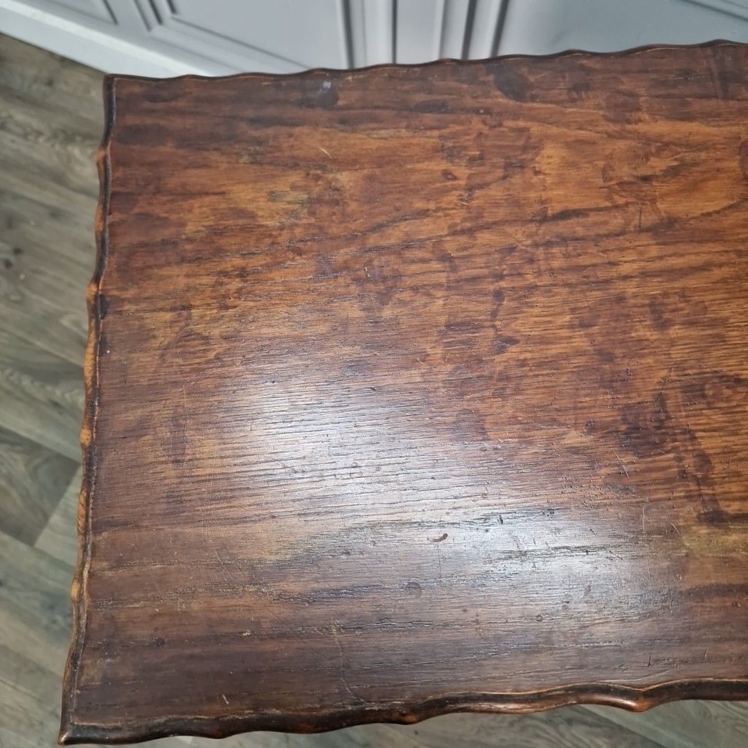 Antique Oak Hall Table – Solid Wood Barley Twist Legs – Jacobean Style Lamp Side photo Furniture