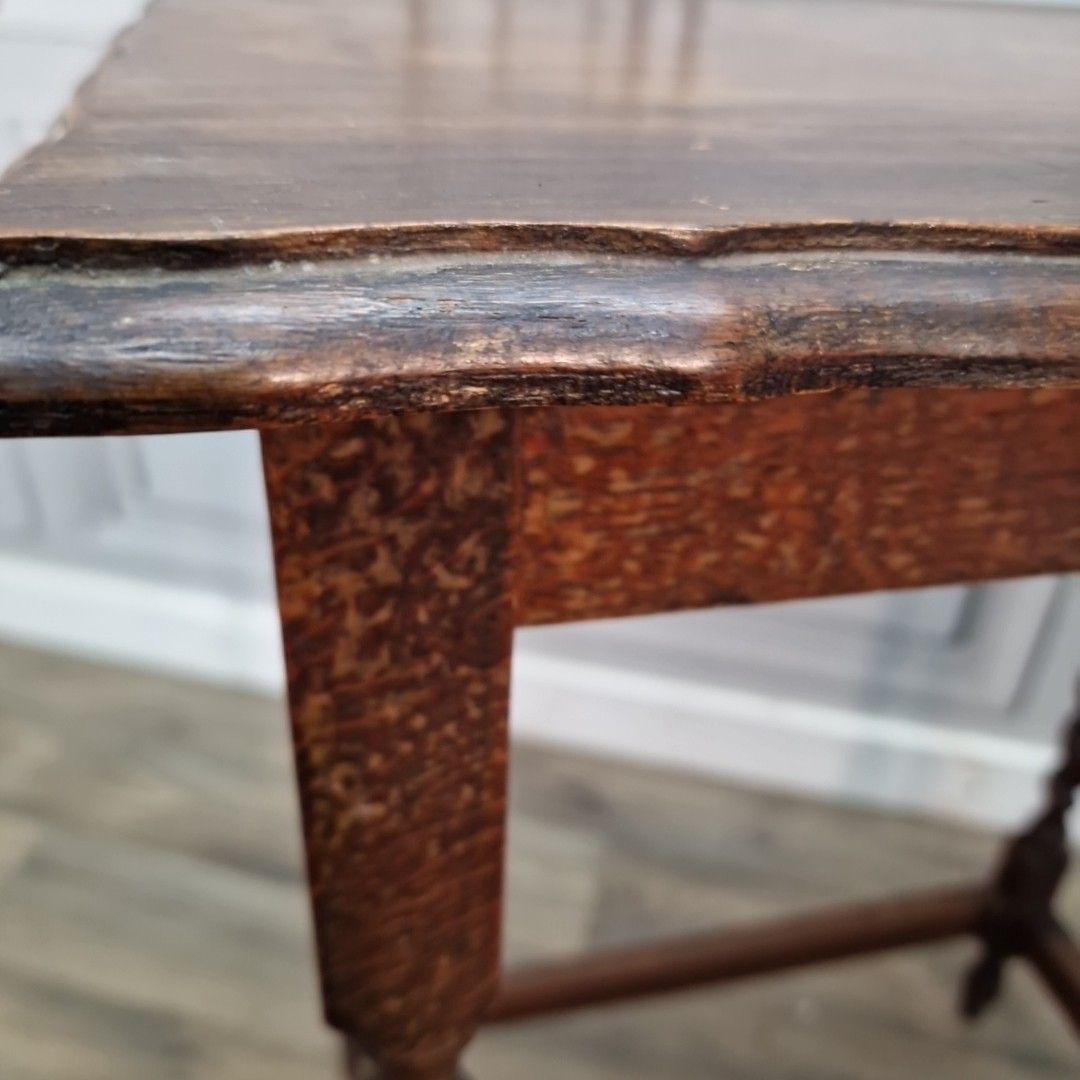 Antique Oak Hall Table – Solid Wood Barley Twist Legs – Jacobean Style Lamp Side photo vinterior