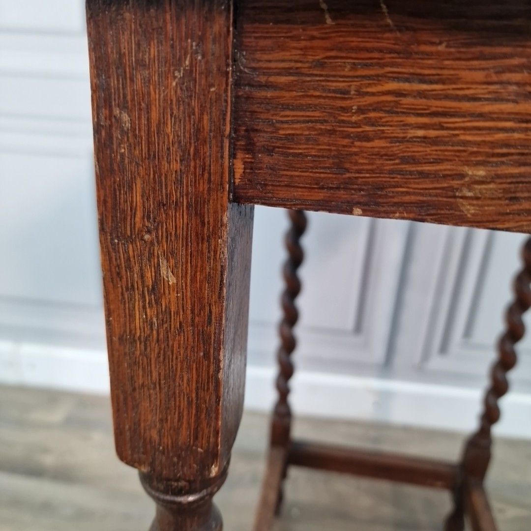 photo buy Antique Oak Hall Table – Solid Wood Barley Twist Legs – Jacobean Style Lamp Side