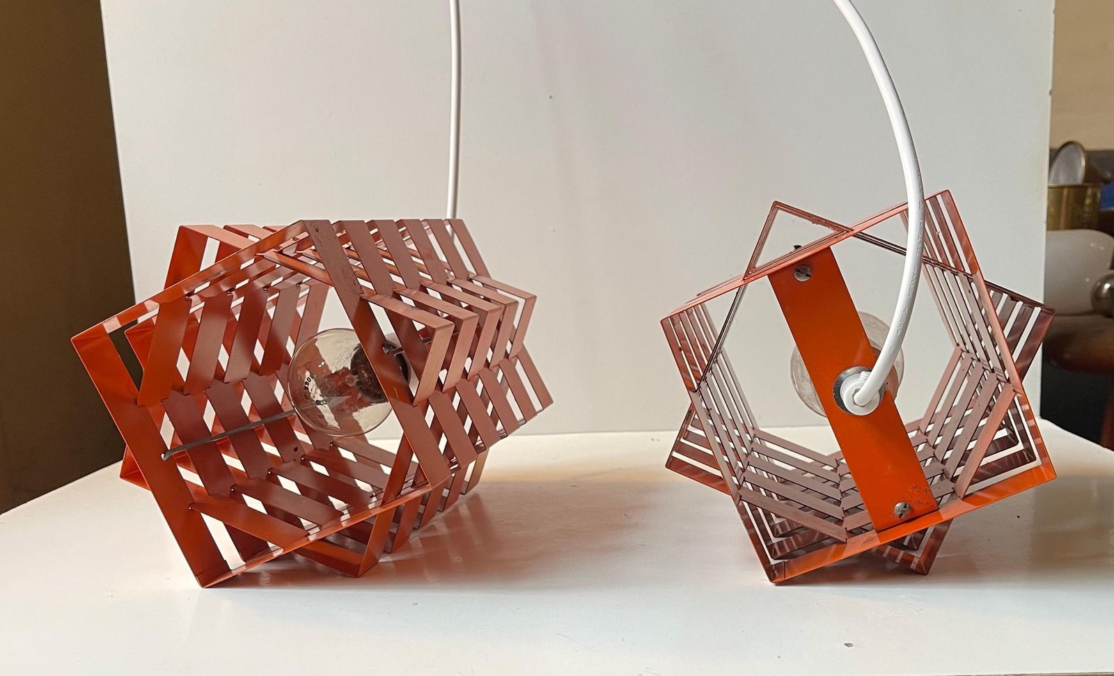 Nordisk Solar Orange Geometric Octave Pendant Lamps By N. Esmann & H. C. Jensen photo 1178.0