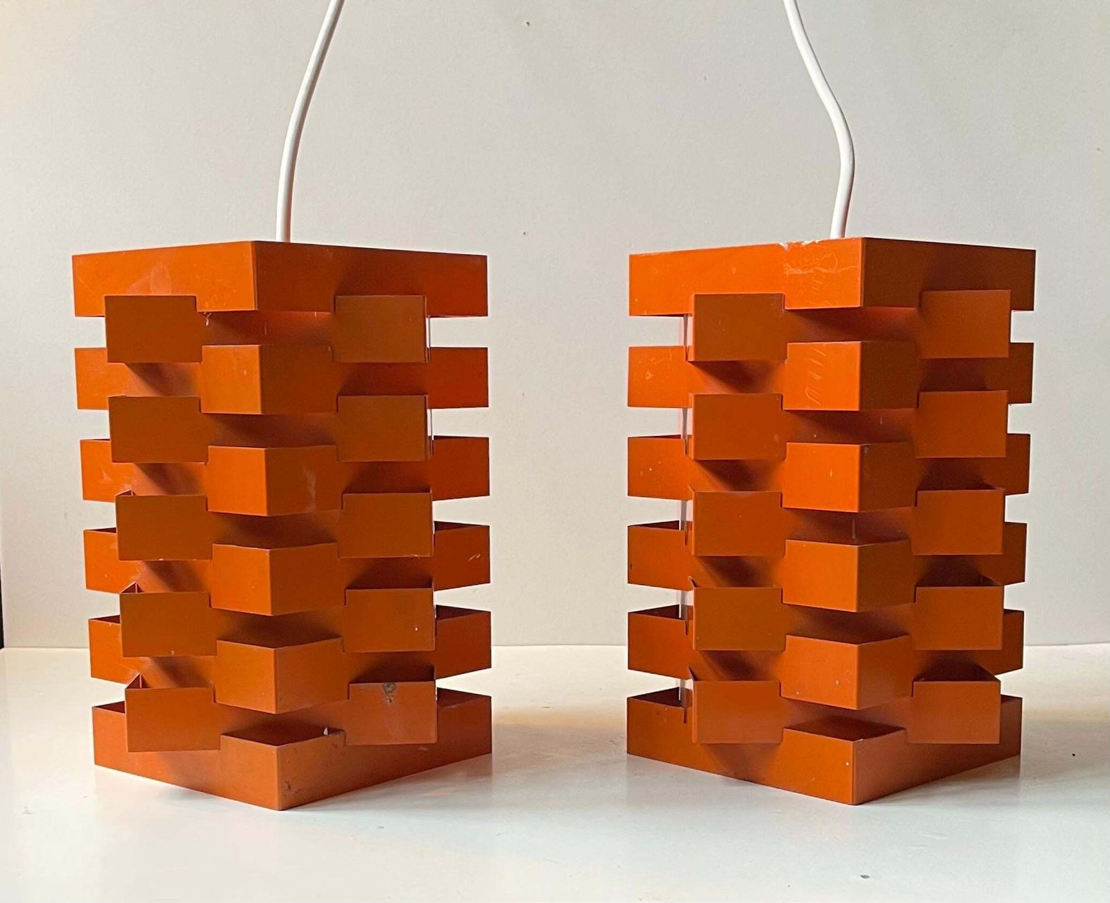 photo furniture Nordisk Solar Orange Geometric Octave Pendant Lamps By N. Esmann & H. C. Jensen
