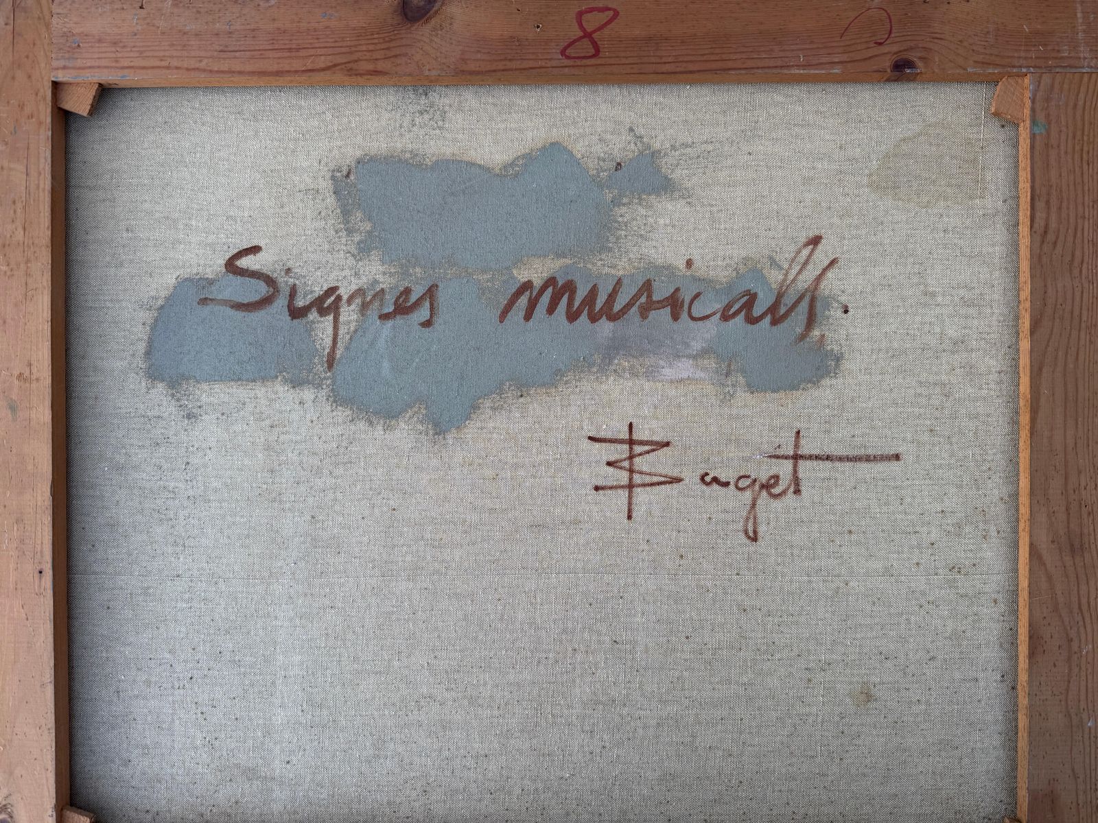 Jordi Baget Ballester Musical Notes Oil On Canvas Abstract Painting C.1980 photo vintage