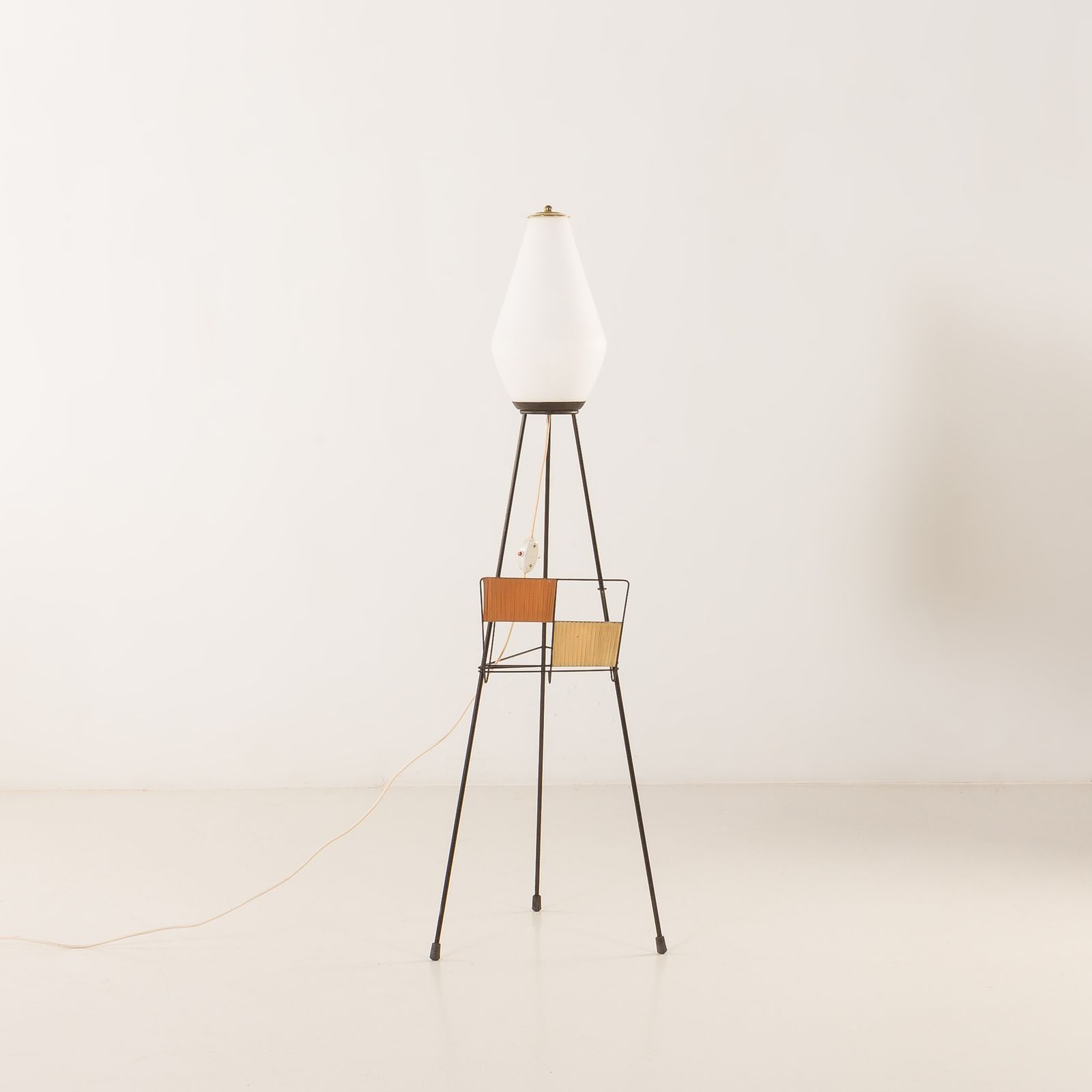 Italian Mid Century Floor Lamp With A Newspaper Rack In Stilnovo Style, 1960s photo furniture