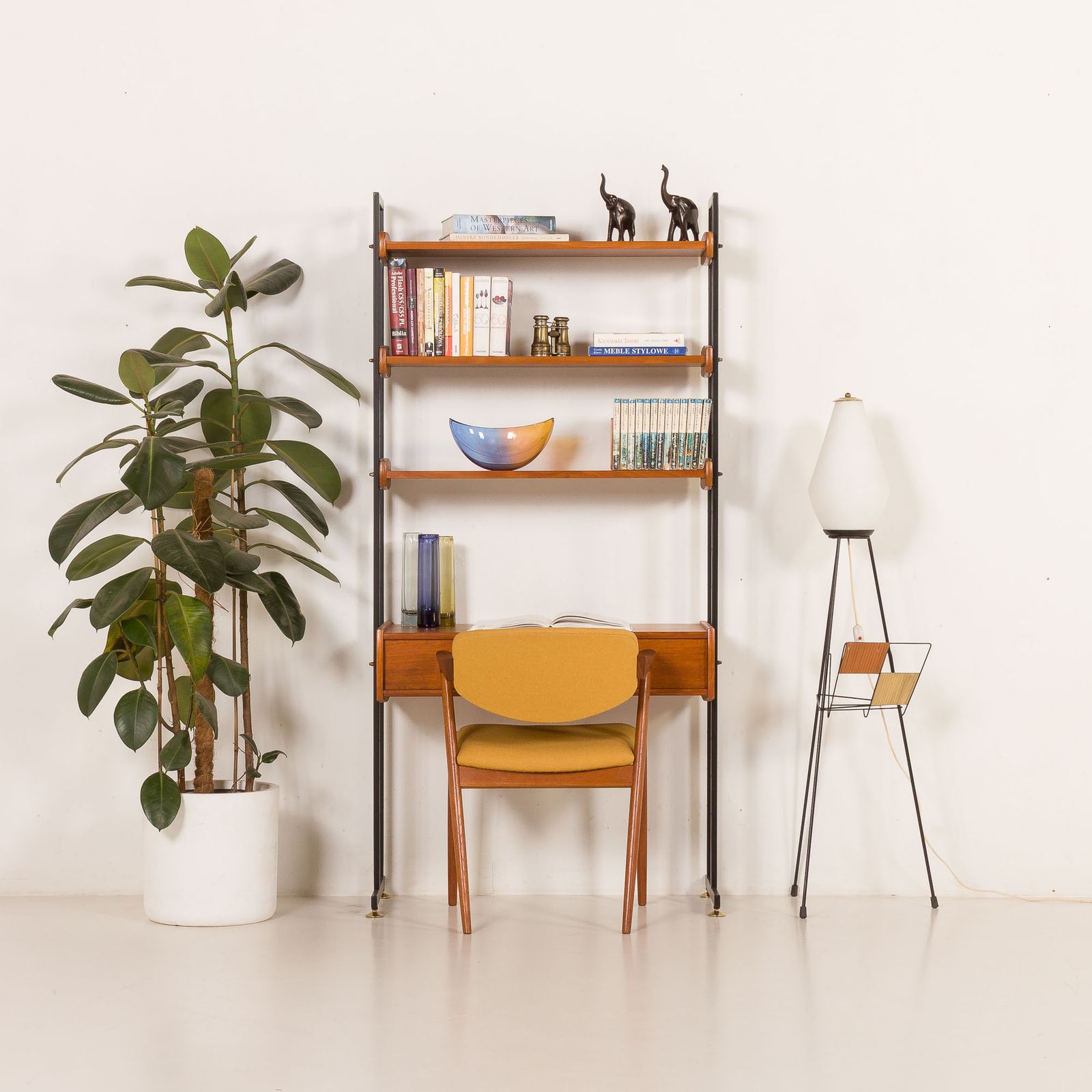 photo for sale Italian Mid Century Floor Lamp With A Newspaper Rack In Stilnovo Style, 1960s