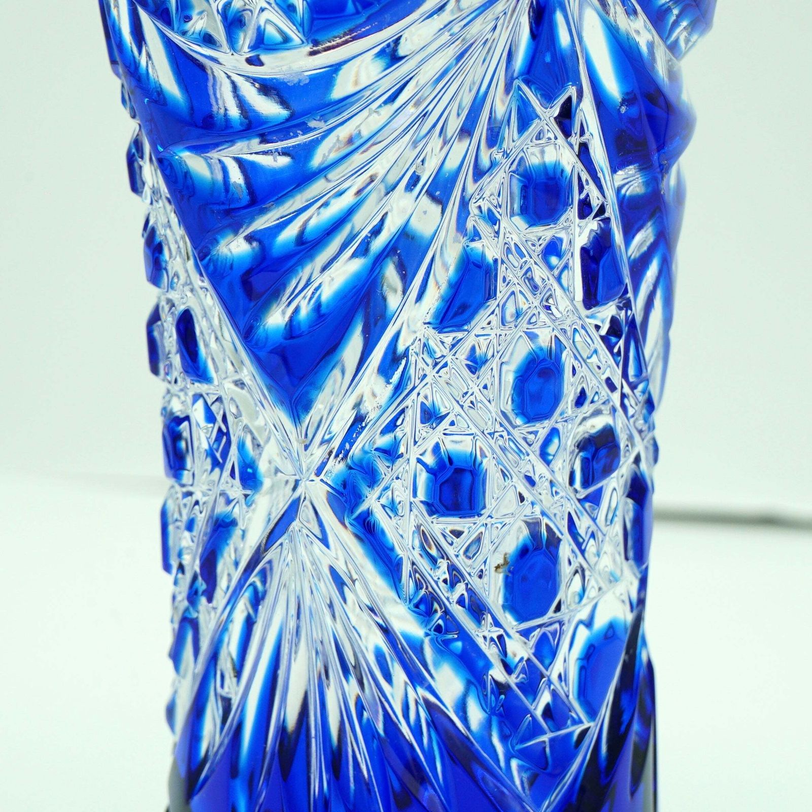 Vintage Bohemian Cobalt Blue Lead Cut Crystal Vase photo 195.0