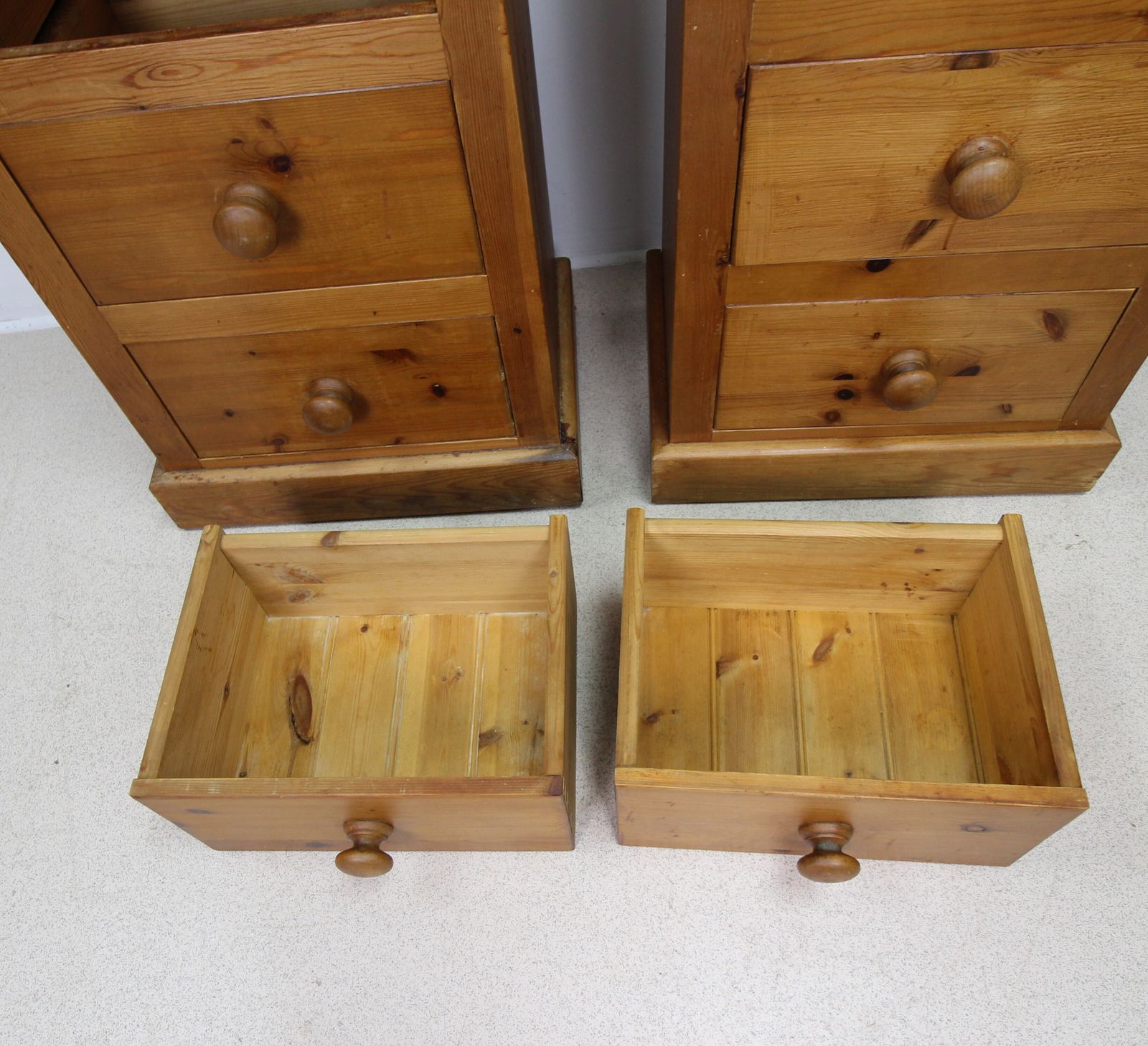 photo furniture Matching Pair Of Vintage Solid Pine Narrow 3 Drawer Chest Of Drawers By Pinetum