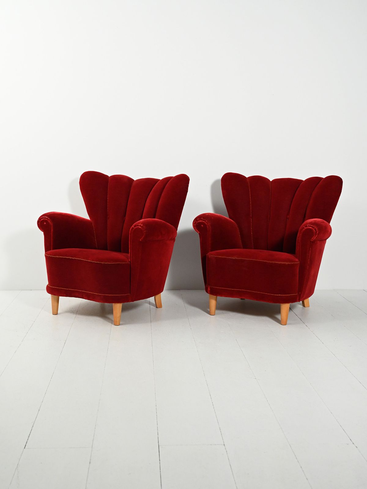 Pair Of Swedish Shell Armchairs From The 1940s photo for sale