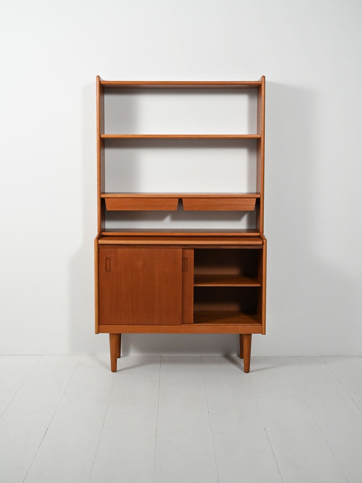 Scandinavian Teak Bookcase With Suspended Drawers photo for sale