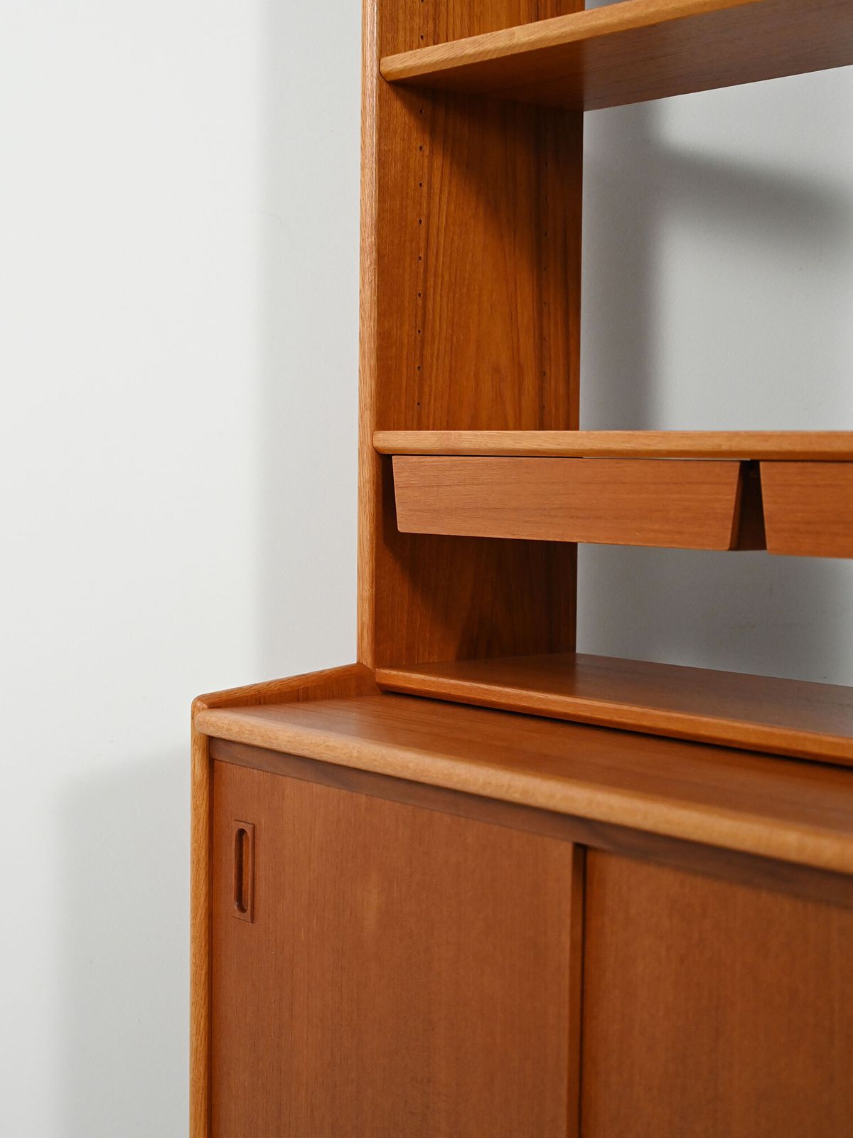 Scandinavian Teak Bookcase With Suspended Drawers photo vintage