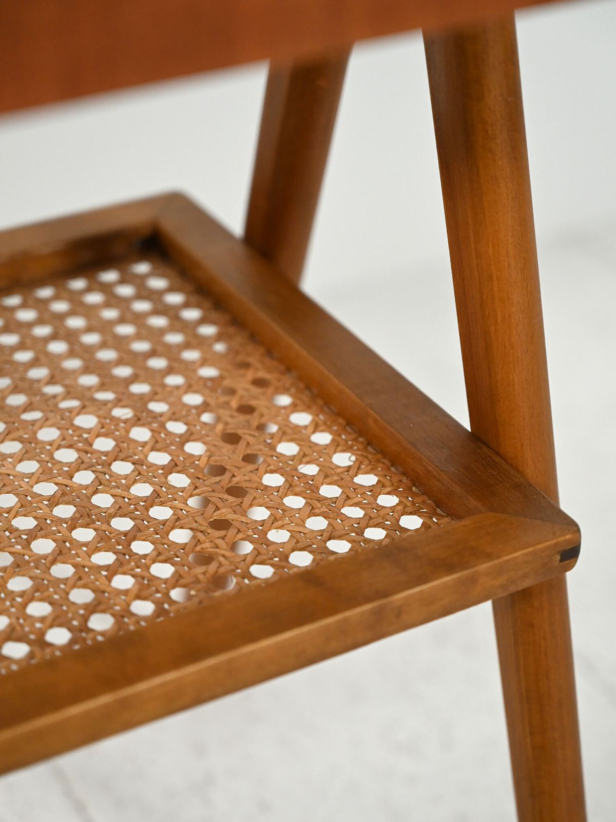 photo for sale Scandinavian 1950s Teak Bedside Table With Vienna Straw