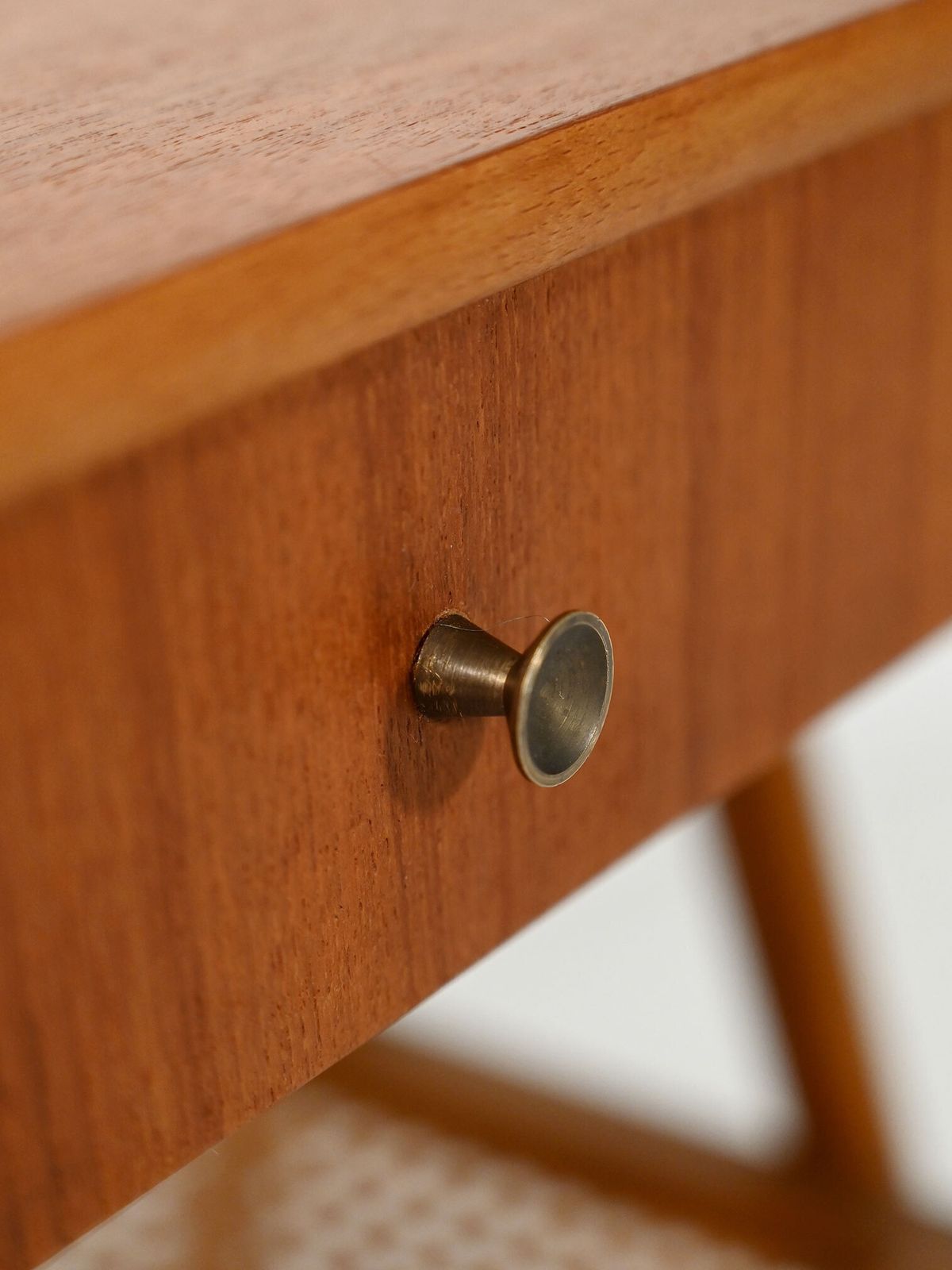 Furniture Scandinavian 1950s Teak Bedside Table With Vienna Straw photo