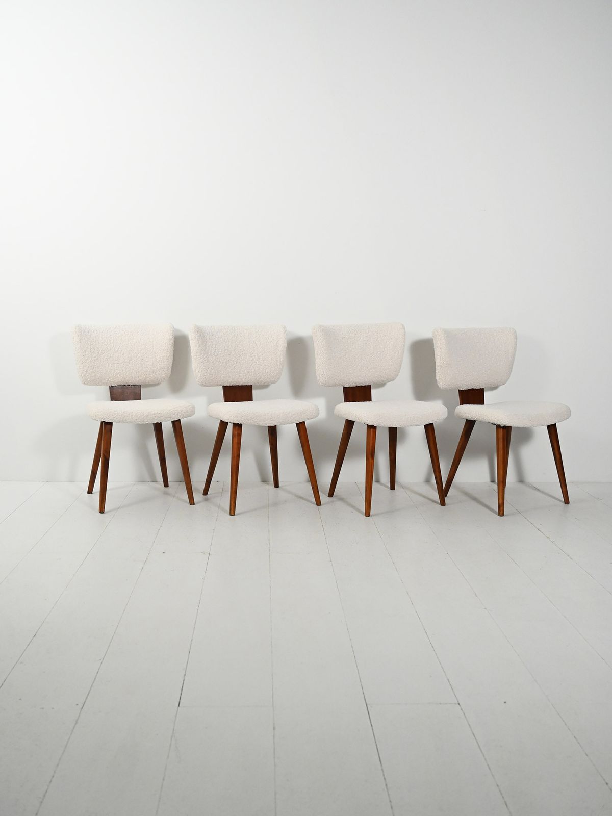 Set Of Four Scandinavian Chairs In Bouclé Wool photo furniture