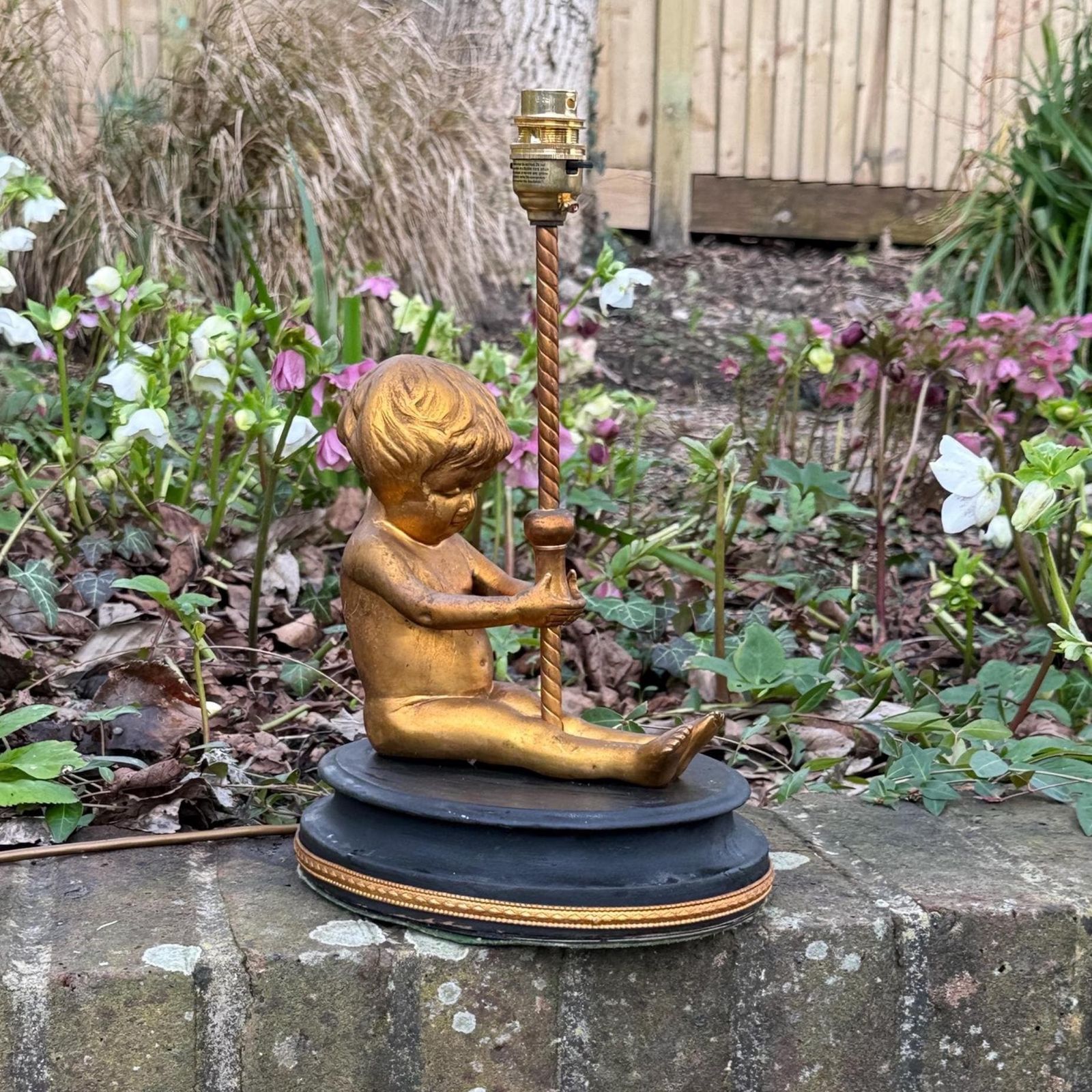 Vintage Cherub Table Lamp, Neoclassical Hollywood Regency Style Lighting