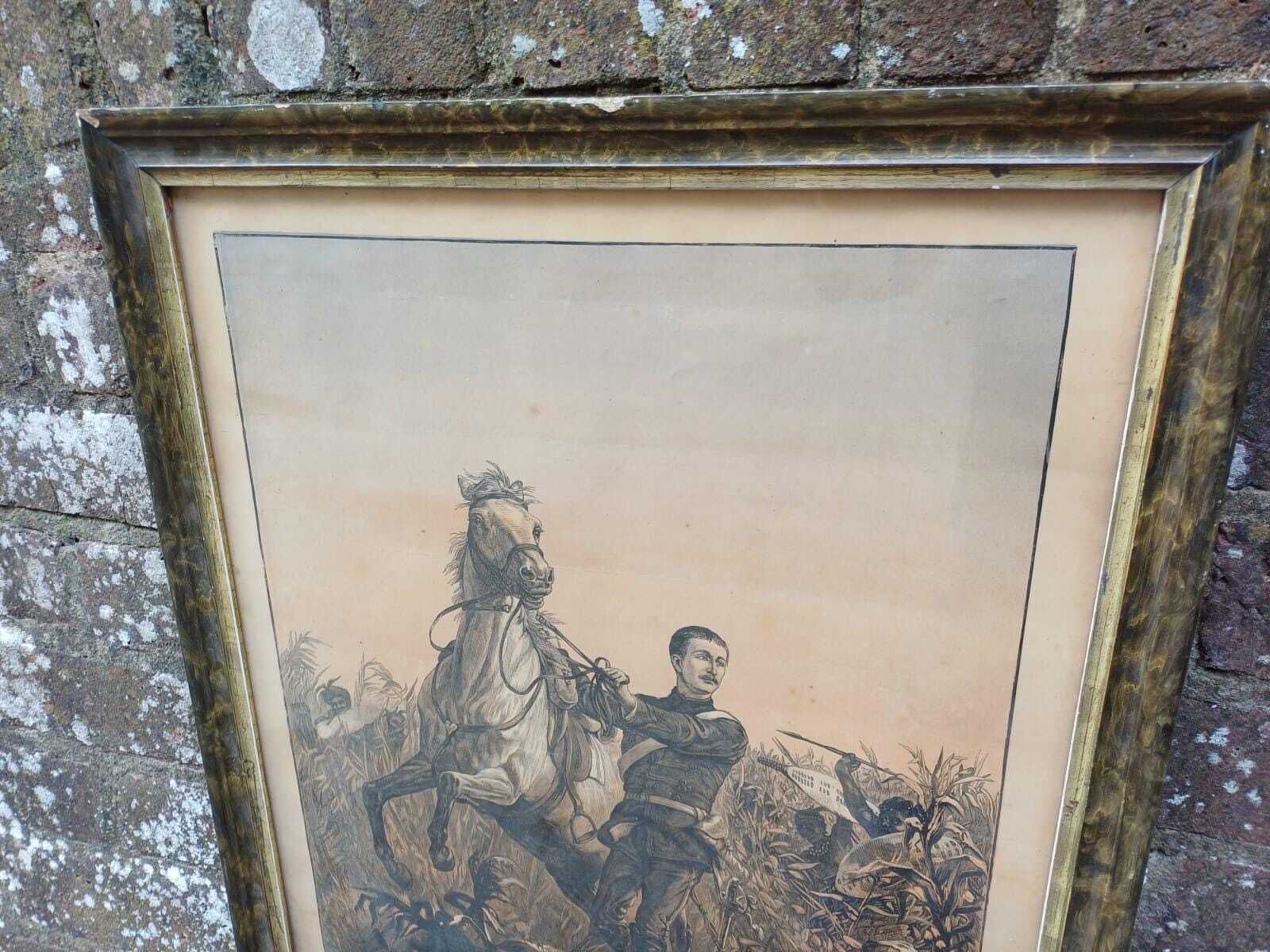Antique Military Print Late 19th Century Framed Engraving Imperial History Victorian   South African Wars photo 122.0