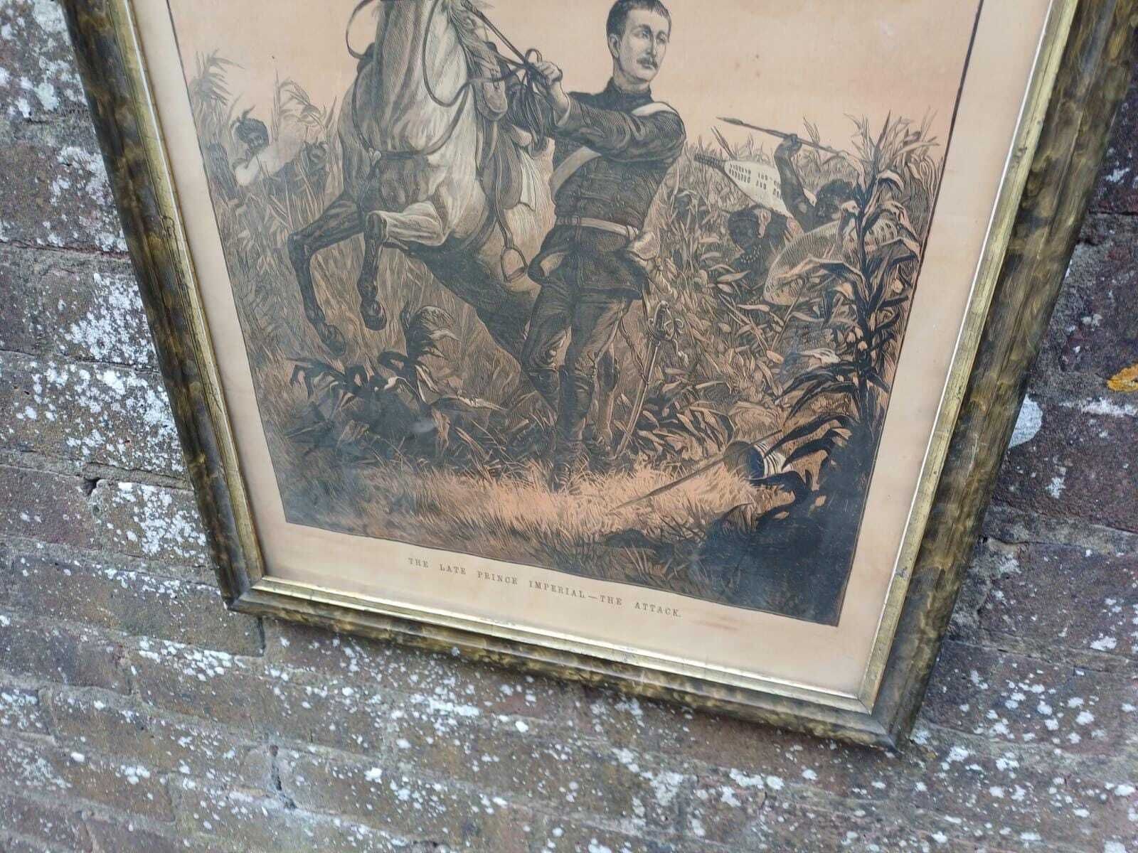 Antique Military Print Late 19th Century Framed Engraving Imperial History Victorian   South African Wars photo vinterior