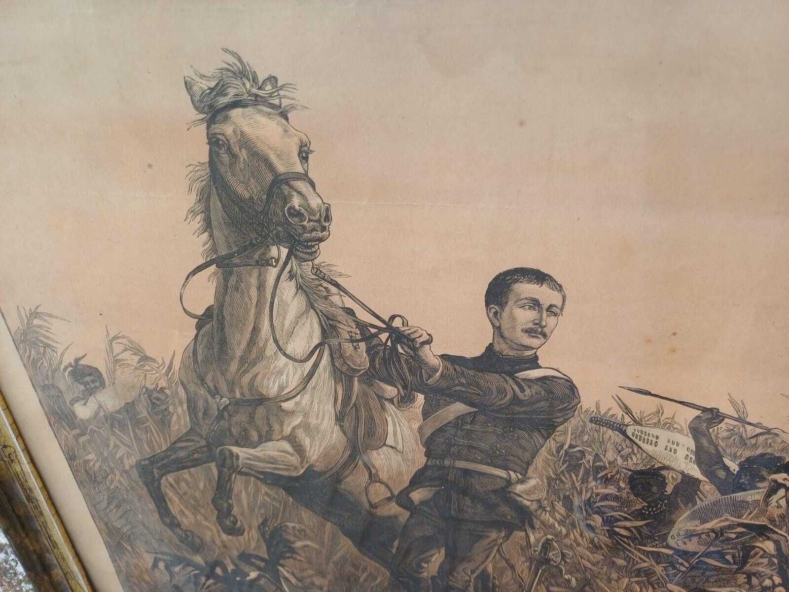Antique Military Print Late 19th Century Framed Engraving Imperial History Victorian   South African Wars photo vintage