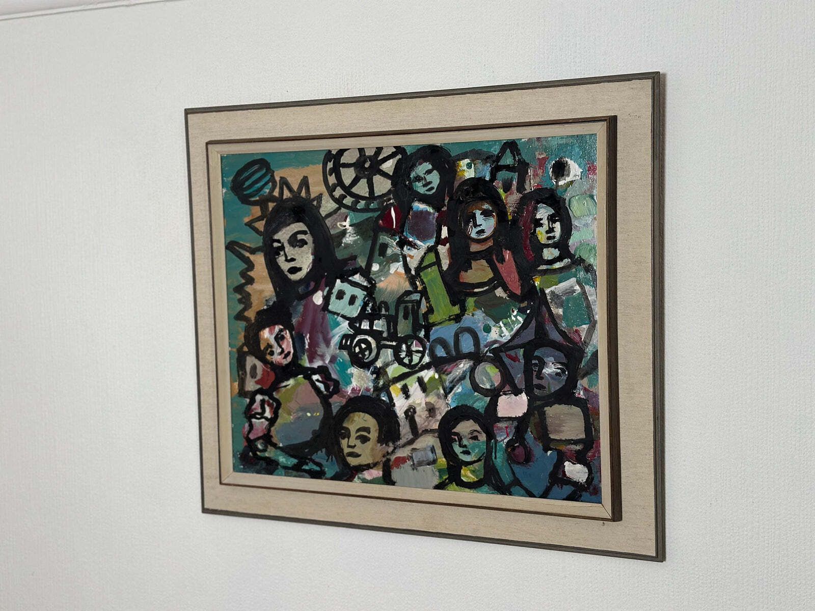 Original Swedish Oil On Panel – “Collective With Youthful Face” By Erik Heinertz – Vintage & Framed – 60 × 69 Cm (23.6" × 27.2") photo buy