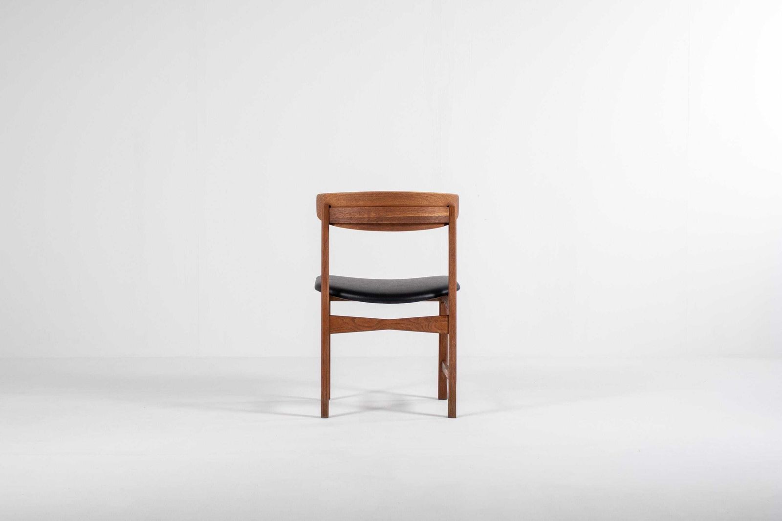 Set Of 4 Danish Oak Dining Chairs, Newly Upholstered In Black Skai, 1960s photo buy