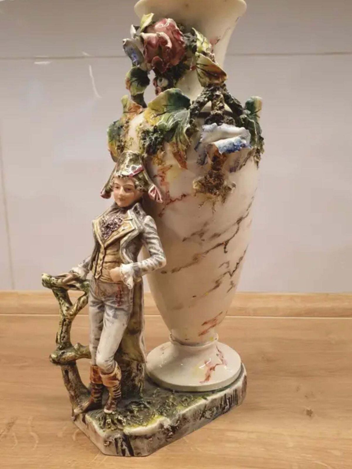 Figural Porcelain Vase With Napoleonic Figure Continental Europe, Late 19th Century