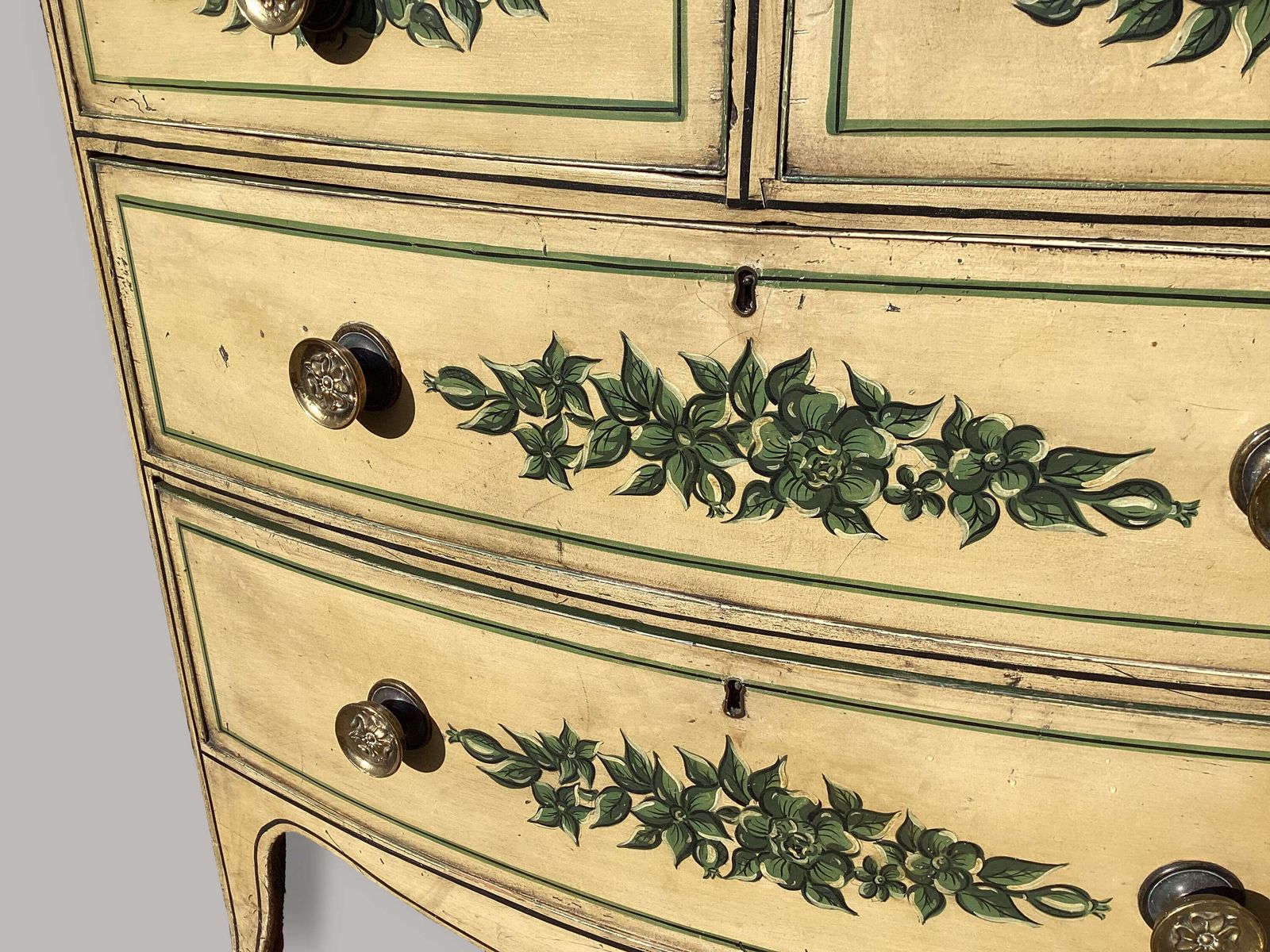 Charming Regency Painted Bow Fronted Chest Of Drawers photo 2695.0