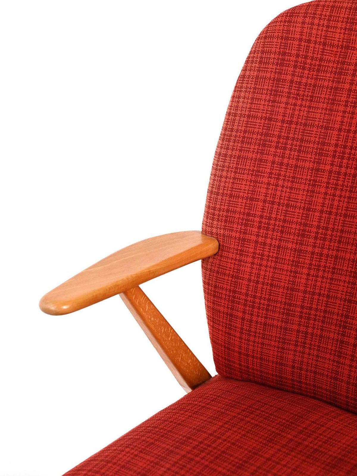 Scandinavian Armchair From The 1950s With Red Wool Upholstery photo 990.0