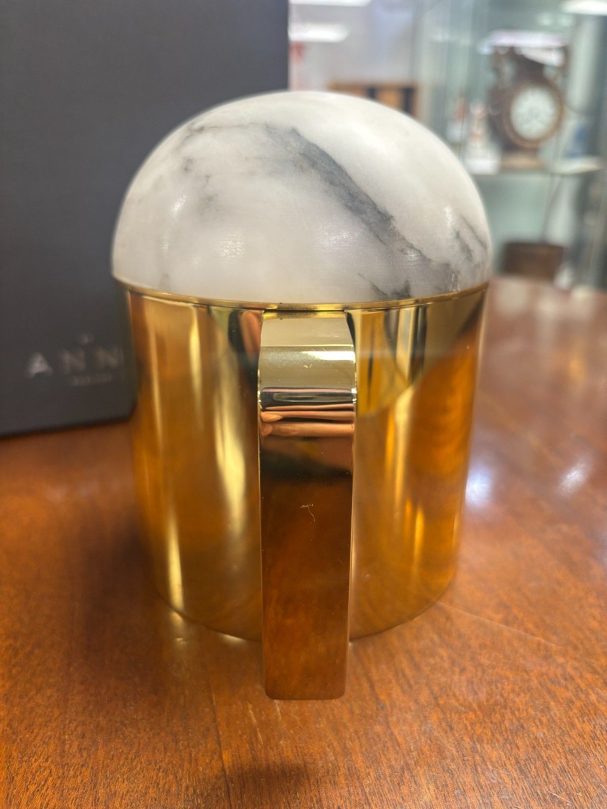 Anna New York By Rablabs Amare Gold Metal & Alabaster Teapot Boxed photo 65.0