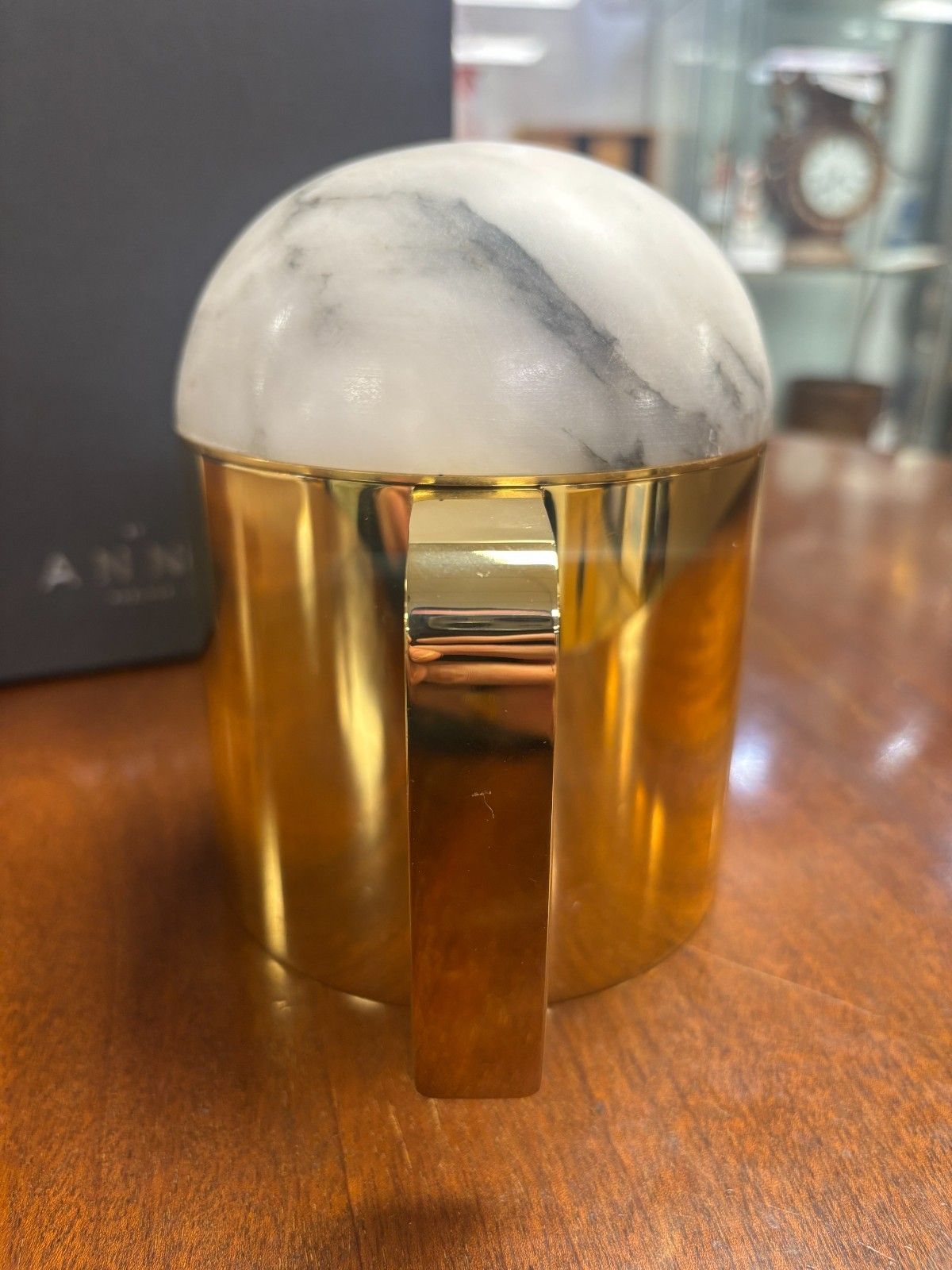 Anna New York By Rablabs Amare Gold Metal & Alabaster Teapot Boxed photo vinterior