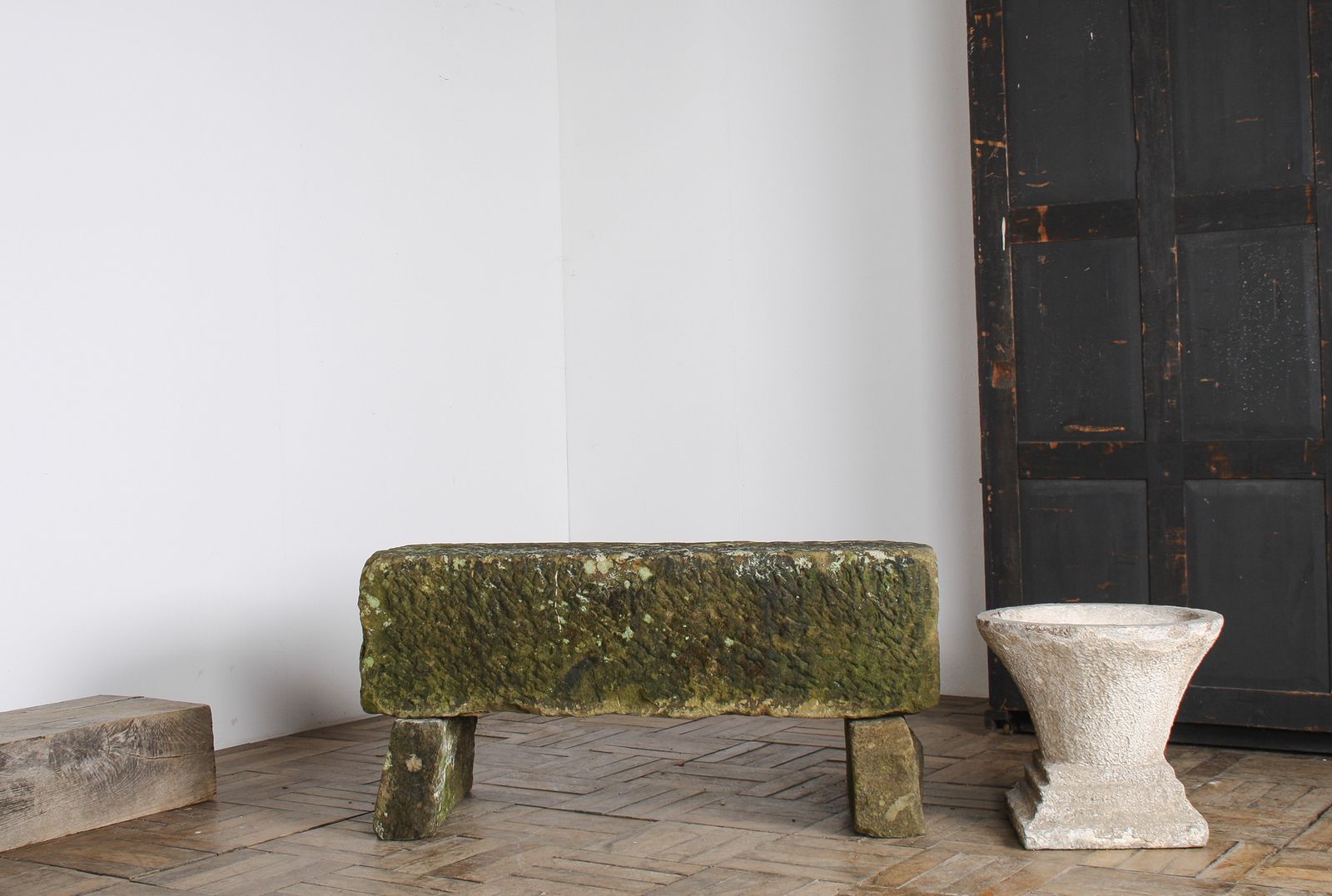 Reclaimed Carved Stone Sandstone Garden Bench Seat With Weathered Patina photo 2985.0