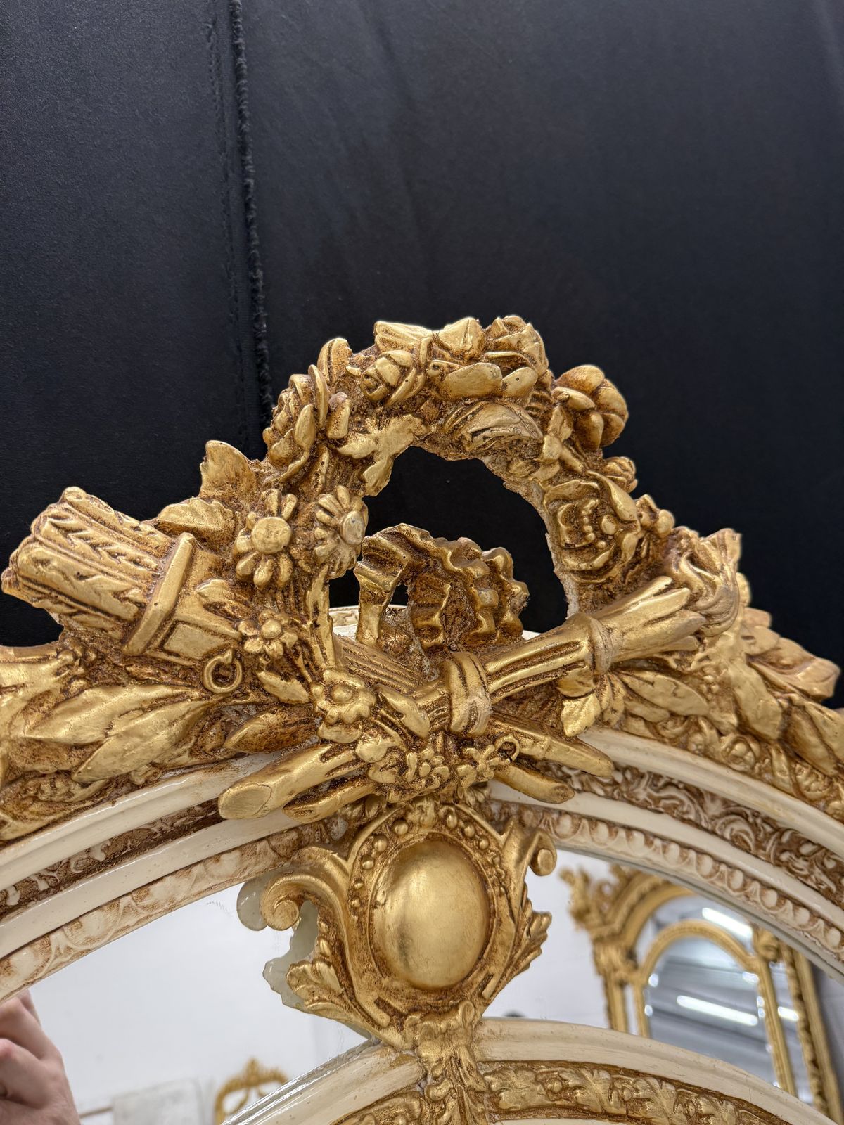 Antique Style French Regency Empire Rocco Ornate Mirror  Gold Cream 7ft photo buy
