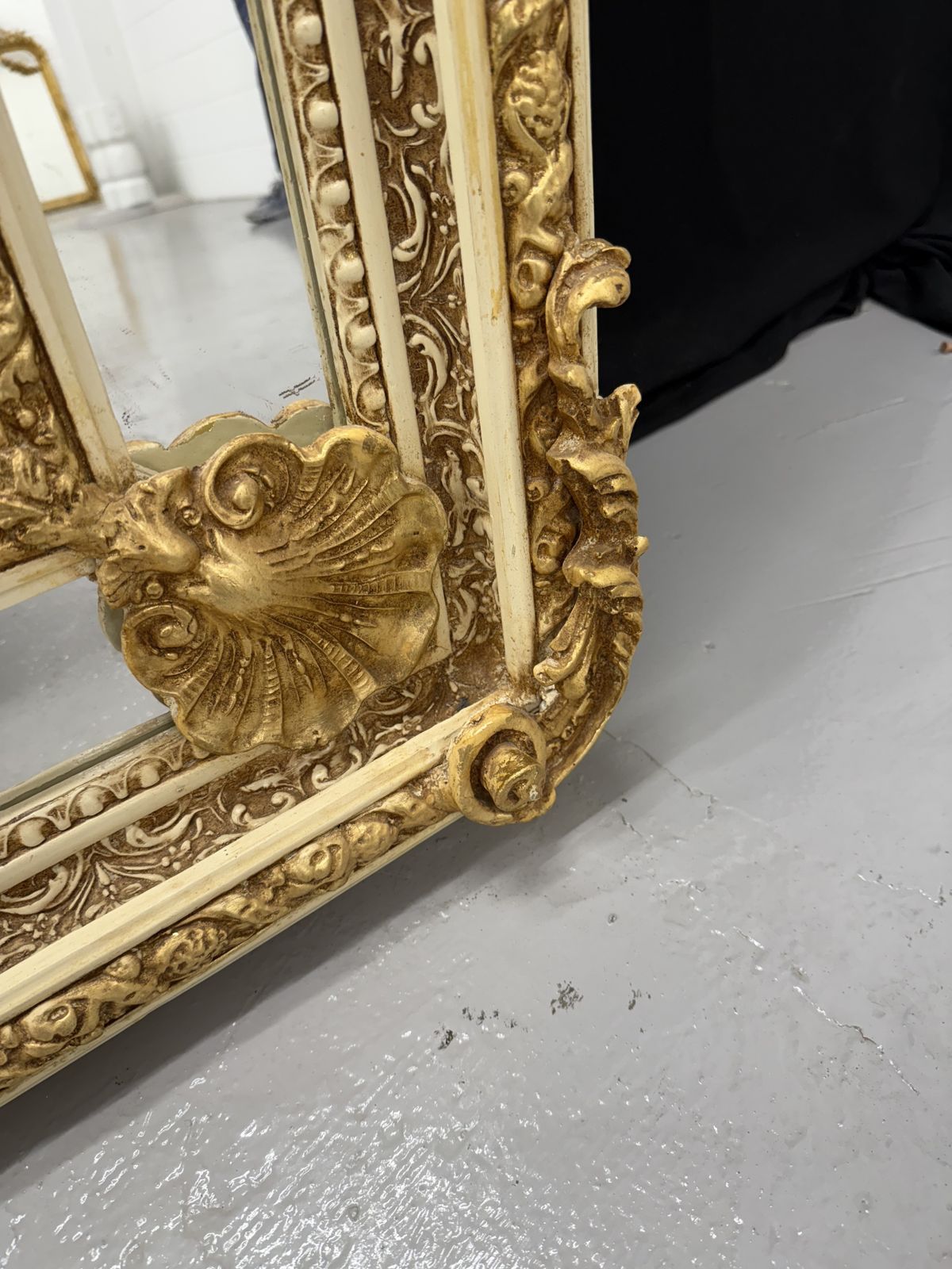 Antique Style French Regency Empire Rocco Ornate Mirror  Gold Cream 7ft photo vintage
