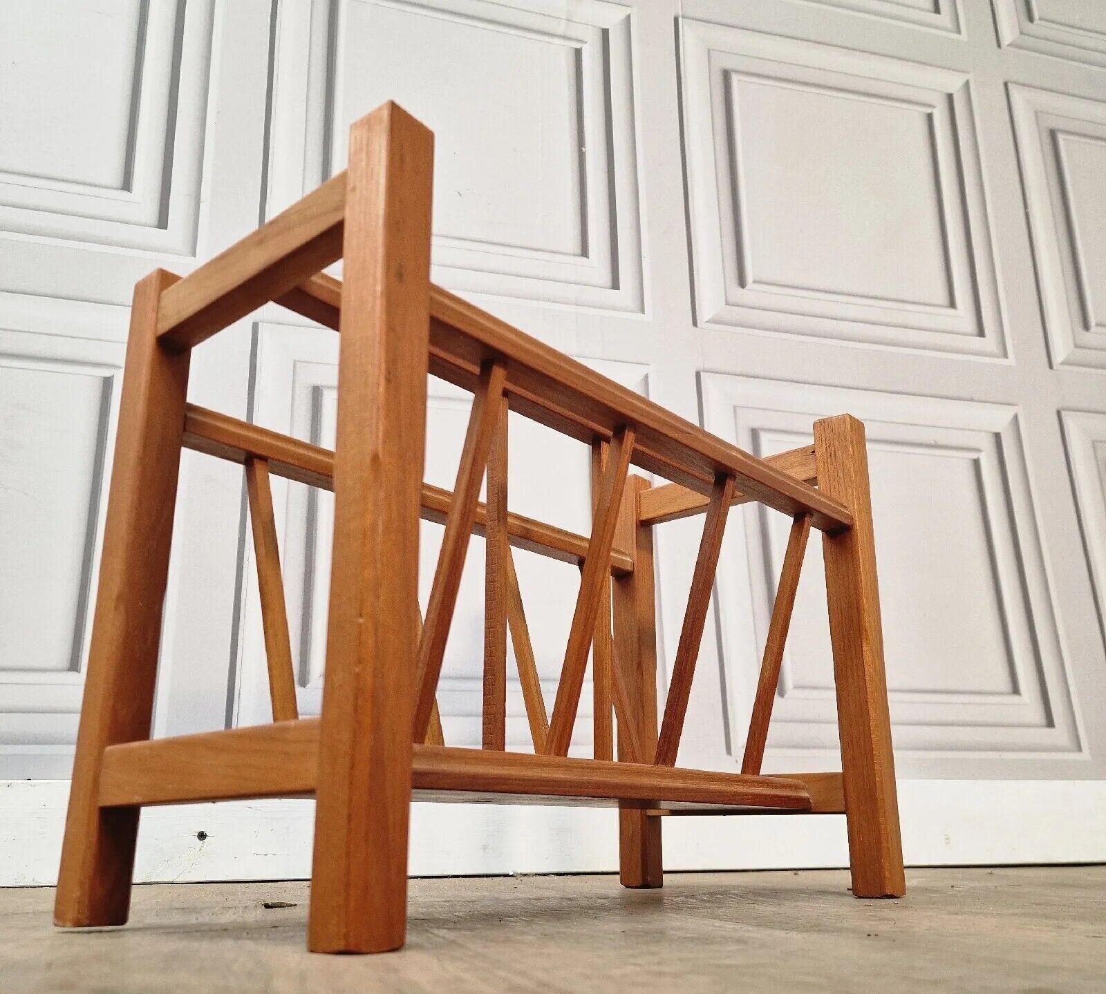 Vintage Teak Magazine Rack Danish Inspired Scandi Mid Century Modern photo vinterior