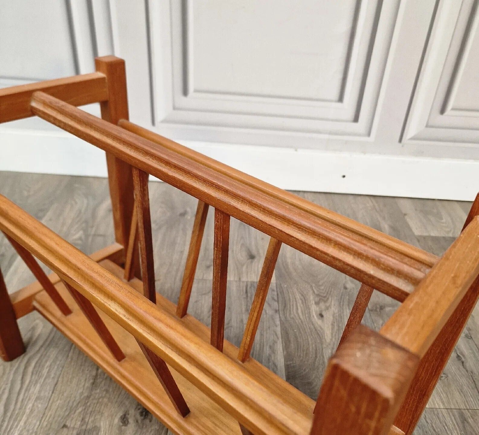 photo for sale Vintage Teak Magazine Rack Danish Inspired Scandi Mid Century Modern