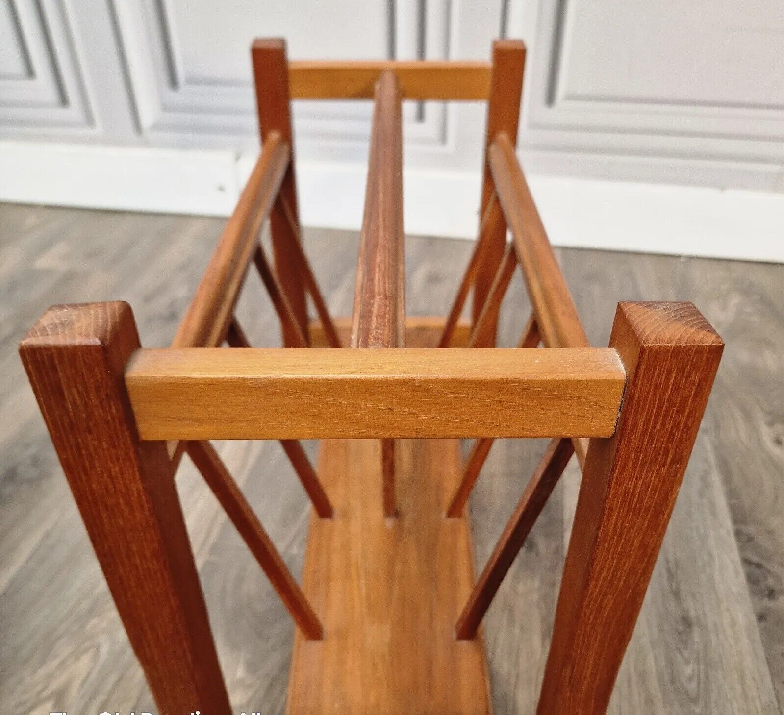 photo vinterior Vintage Teak Magazine Rack Danish Inspired Scandi Mid Century Modern