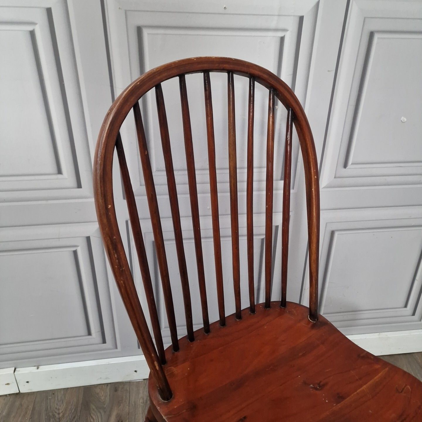 Antique Windsor Chair Turned Spindle Crinoline Stretcher Stick Hoop Back photo Furniture
