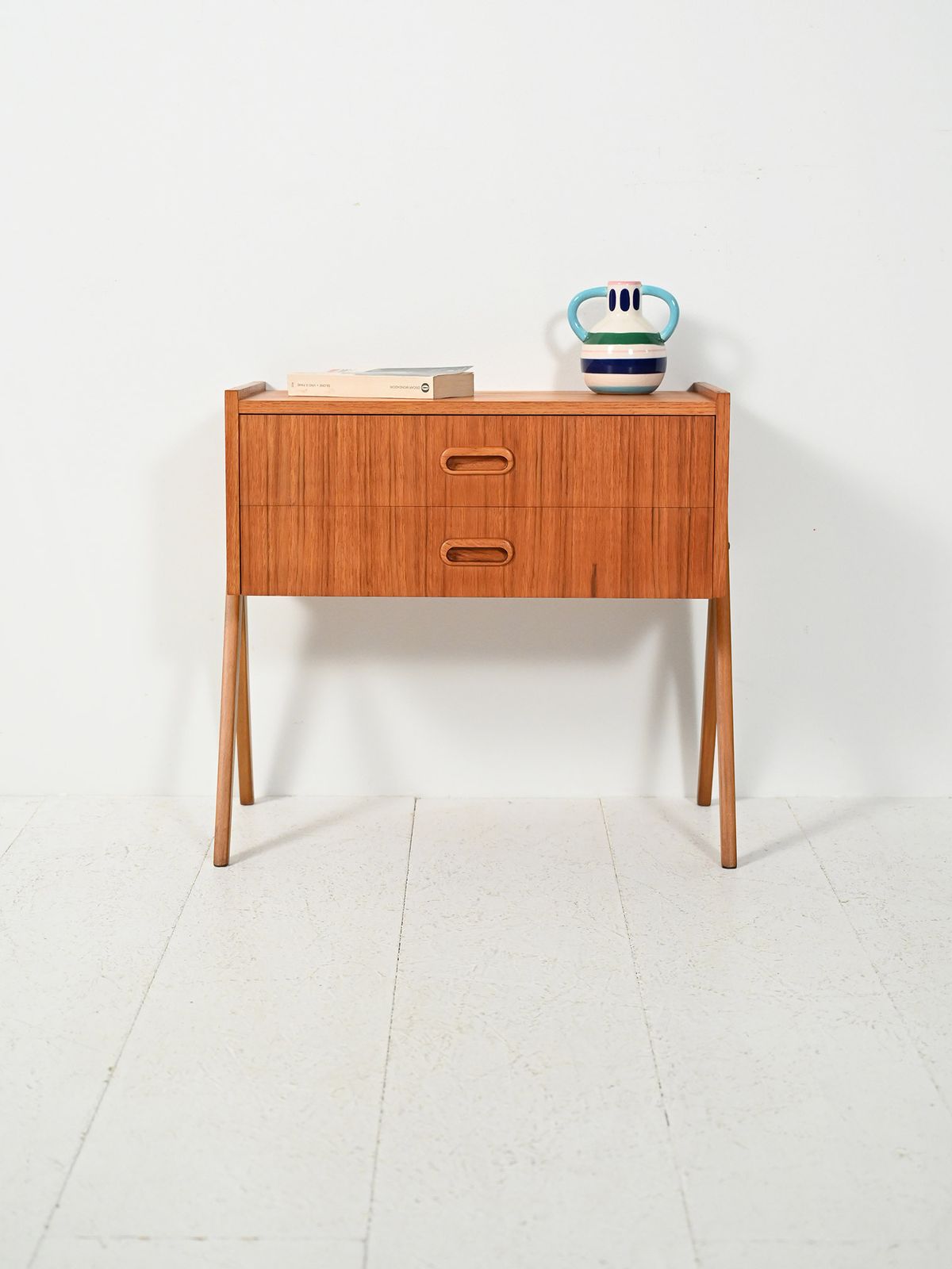 Scandinavian Teak Bedside Table With Two Drawers, 1960s