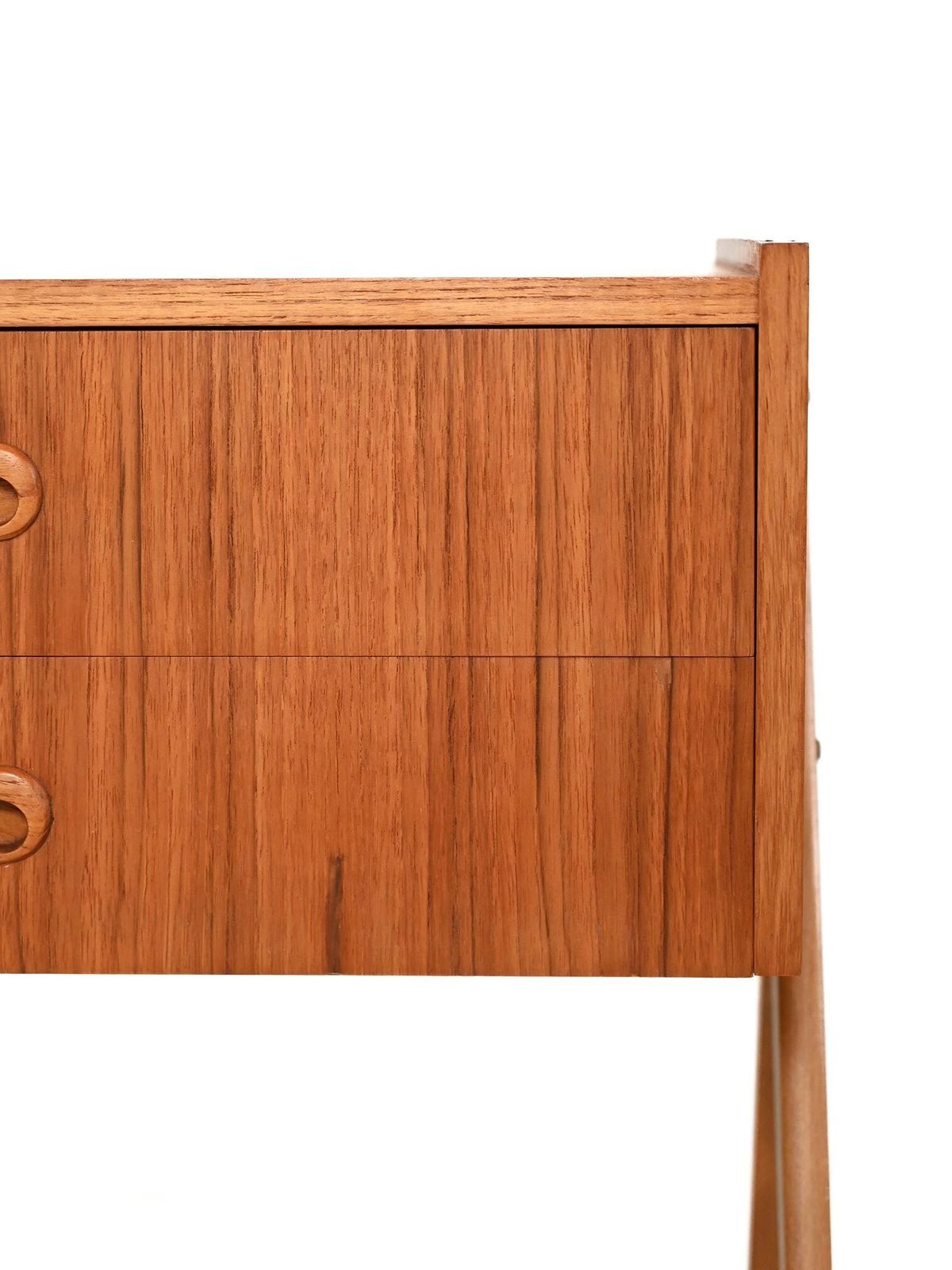 Scandinavian Teak Bedside Table With Two Drawers, 1960s photo vinterior
