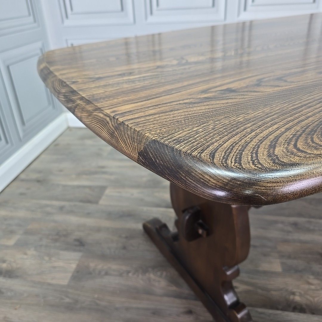 Ercol Refectory Dining Table 6ft Solid Elm Top & Beech Base – Farmhouse photo vinterior