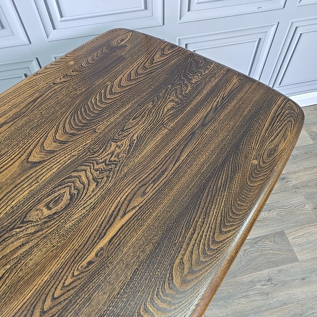 photo for sale Ercol Refectory Dining Table 6ft Solid Elm Top & Beech Base – Farmhouse