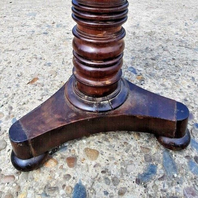 Antique Piano Stool Wood Pedestal Red Upholstery Pub  Turned Wooden photo 90.0