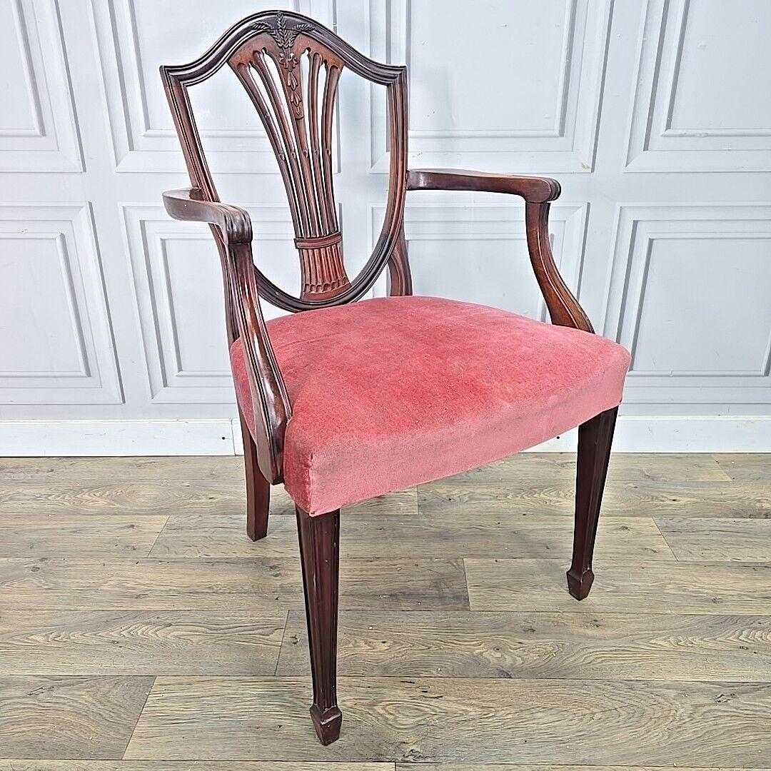 Antique Georgian Chair Hepplewhite Upholstered Shield Hall Bedroom  Mahogany photo furniture