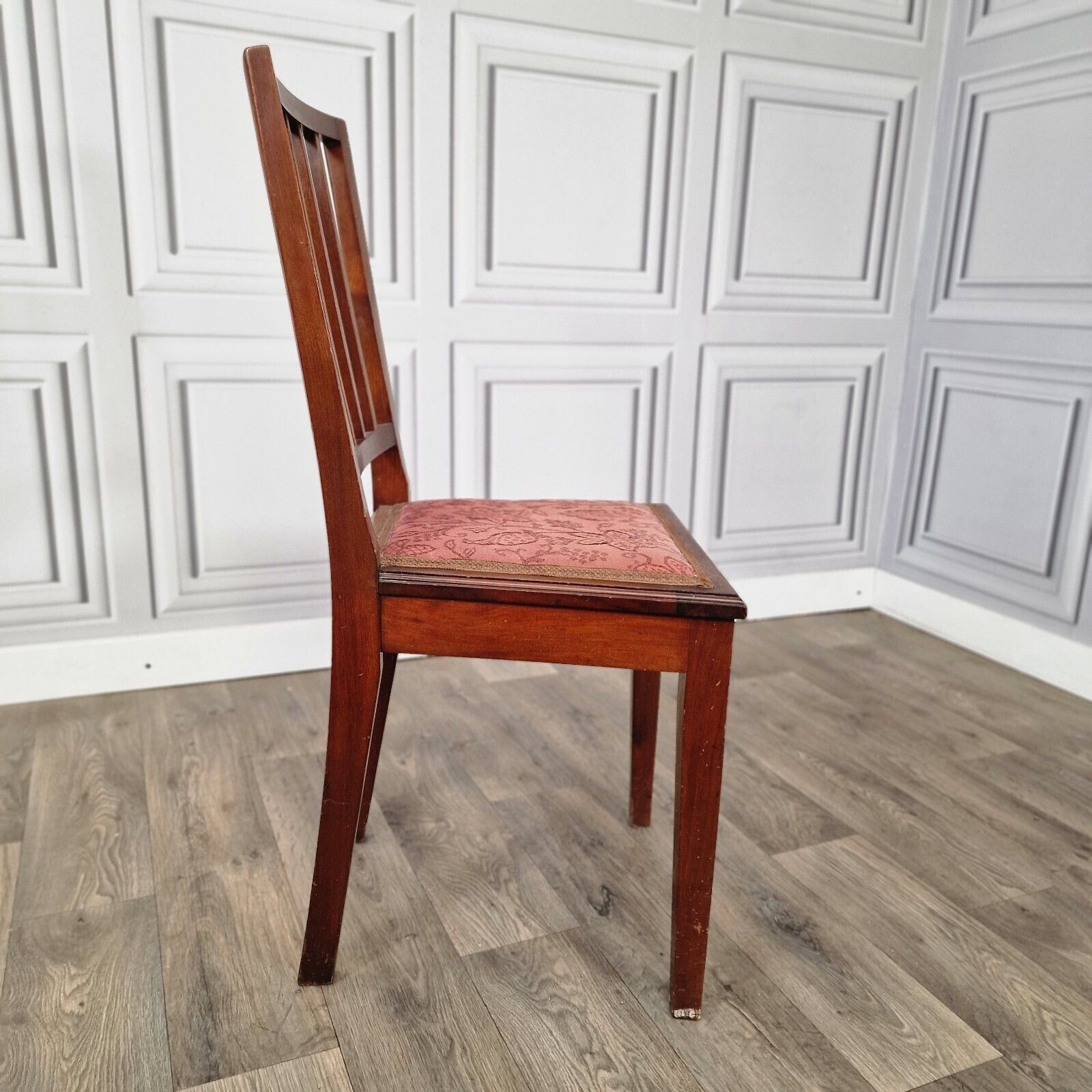 photo vinterior Antique Edwardian Single Chair Dining Bedroom Mahogany Upholstered Wooden