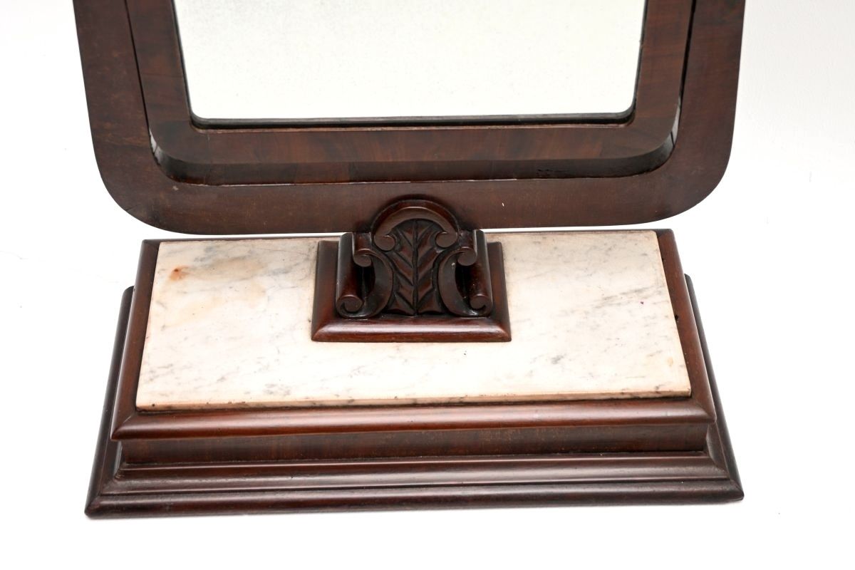 Antique Victorian Mahogany And Marble Table Top Vanity Mirror photo 579.0