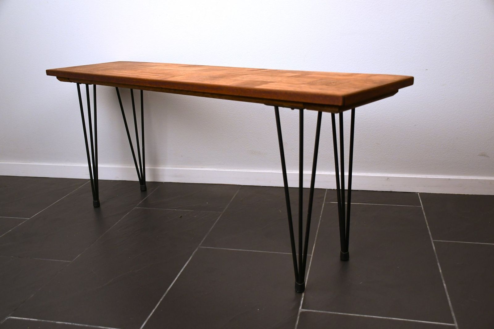 Swedish Modern Oak And Metal Flower Bench, 1950s photo furniture