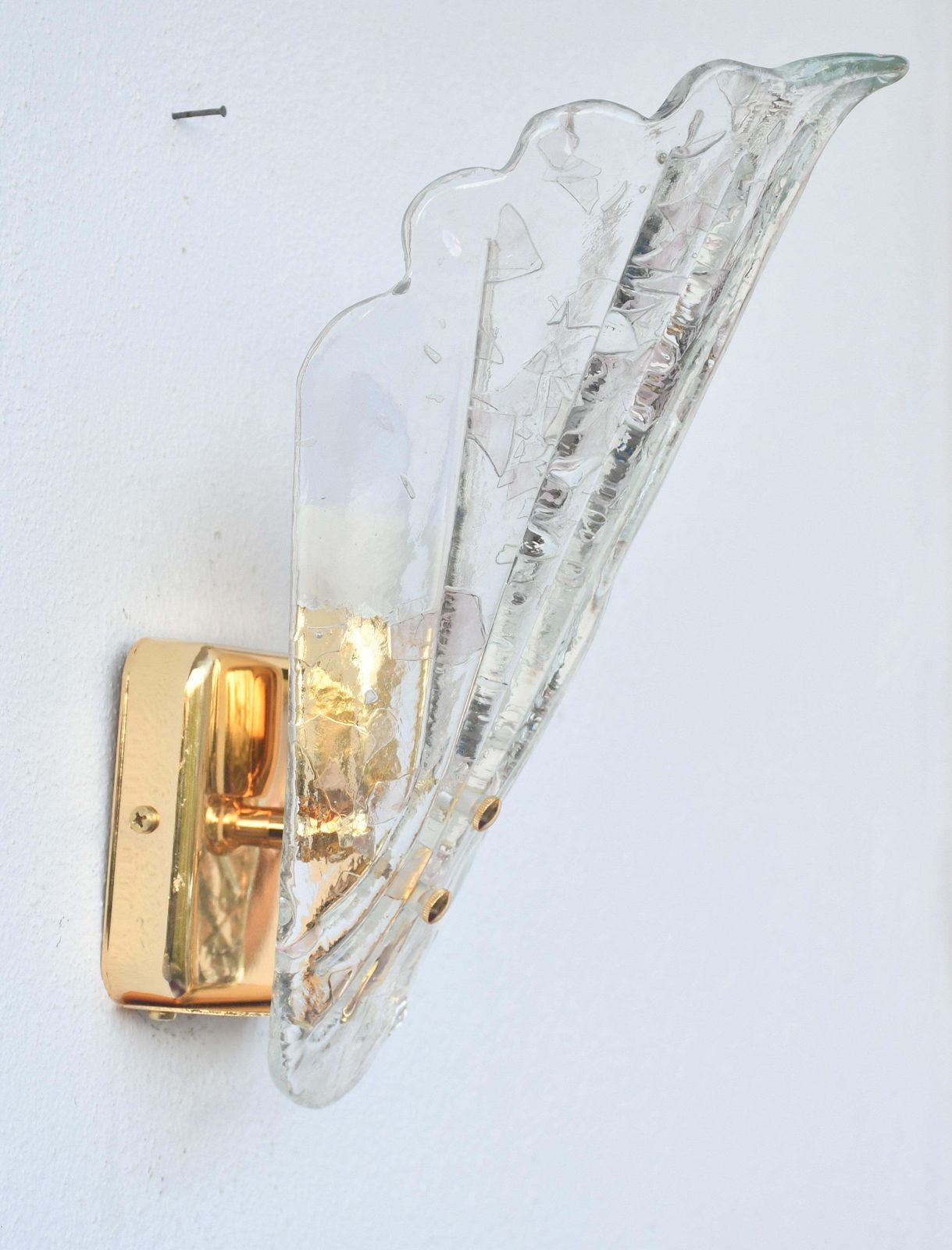 Set Of 2 Vintage Italian Murano Glass Wall Lamps, Gold Plated, 1970s photo buy